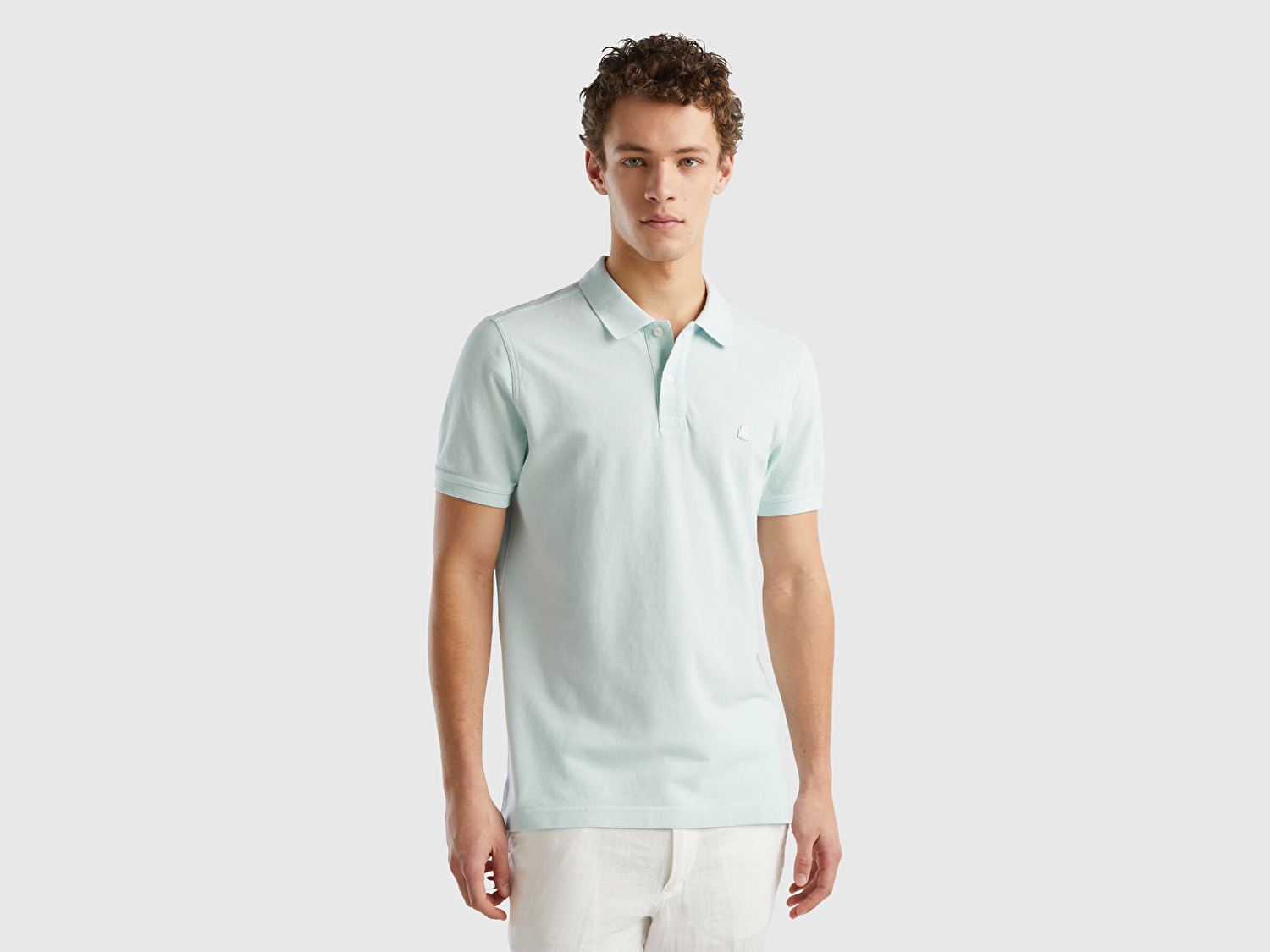 Benetton Erkek Su Yeşili Regular Fit Kısa Kollu Polo T-Shirt