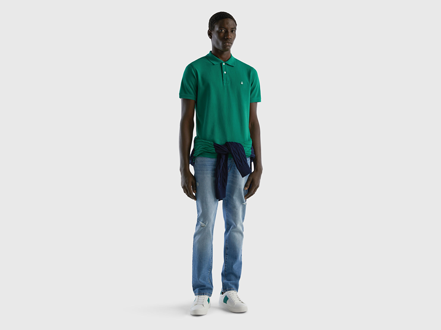 Benetton Erkek Koyu Yeşil Regular Fit Kısa Kollu Polo T-Shirt