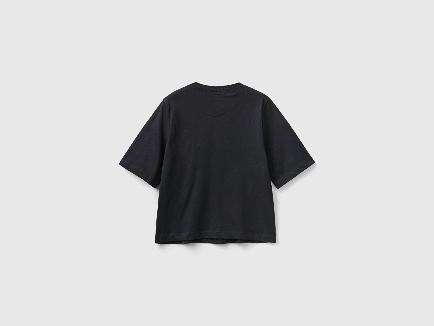 Benetton Kadın Siyah %100 Koton Boxy Fit T-Shirt