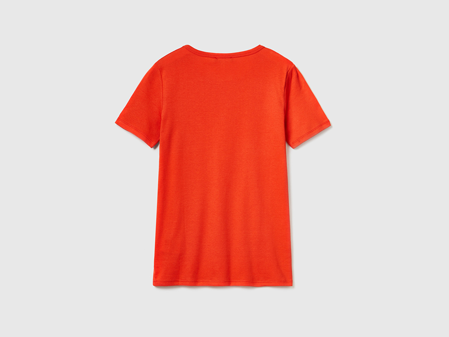 Benetton Kadın Kırmızı %100 Koton Benetton Yazılı Basic T-Shirt