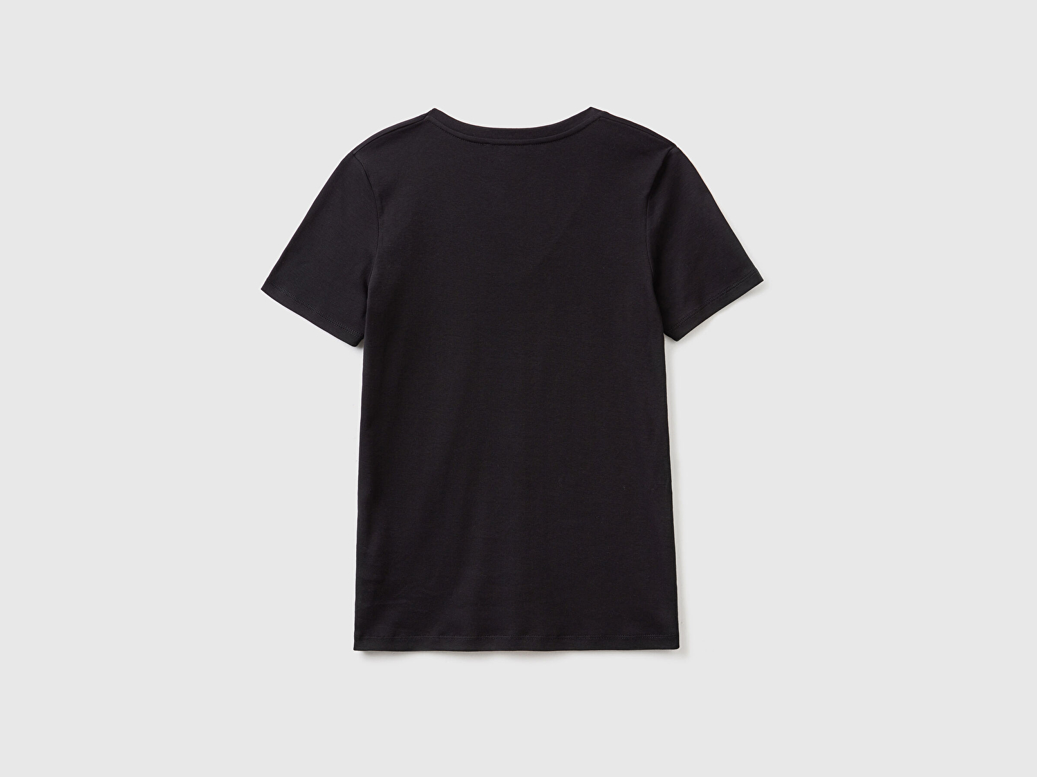 Benetton Kadın Siyah %100 Pamuk V Yaka Basic T-Shirt