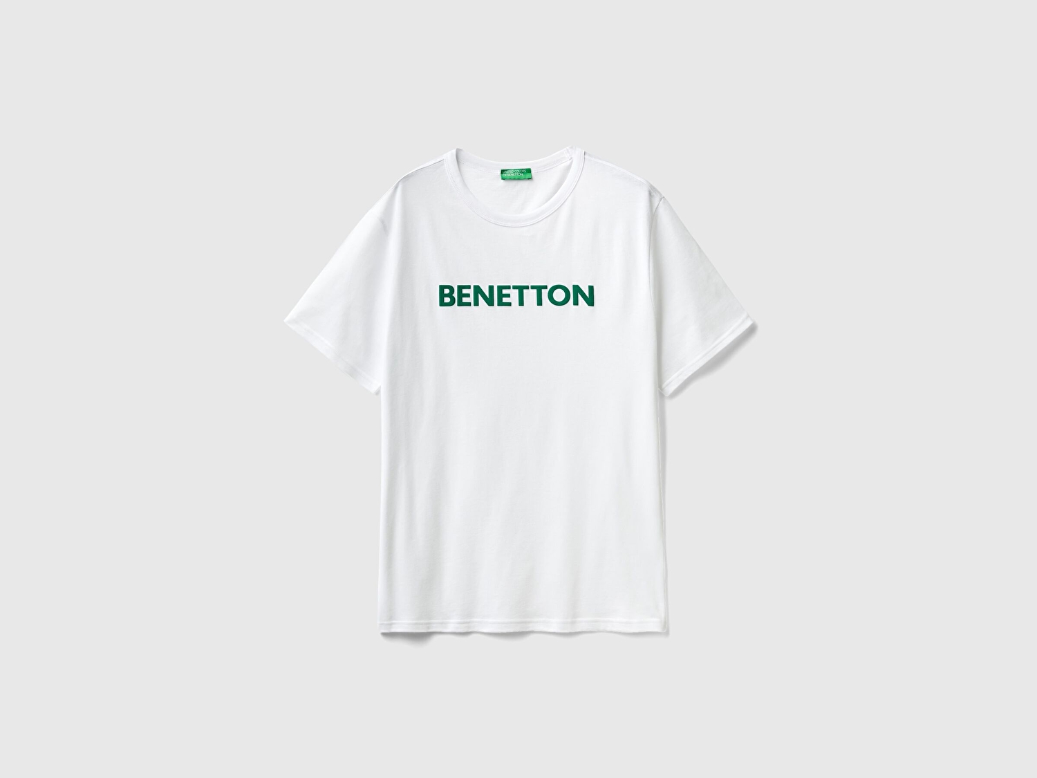 Benetton Erkek Beyaz Logo Baskılı Organik Pamuklu T-Shirt