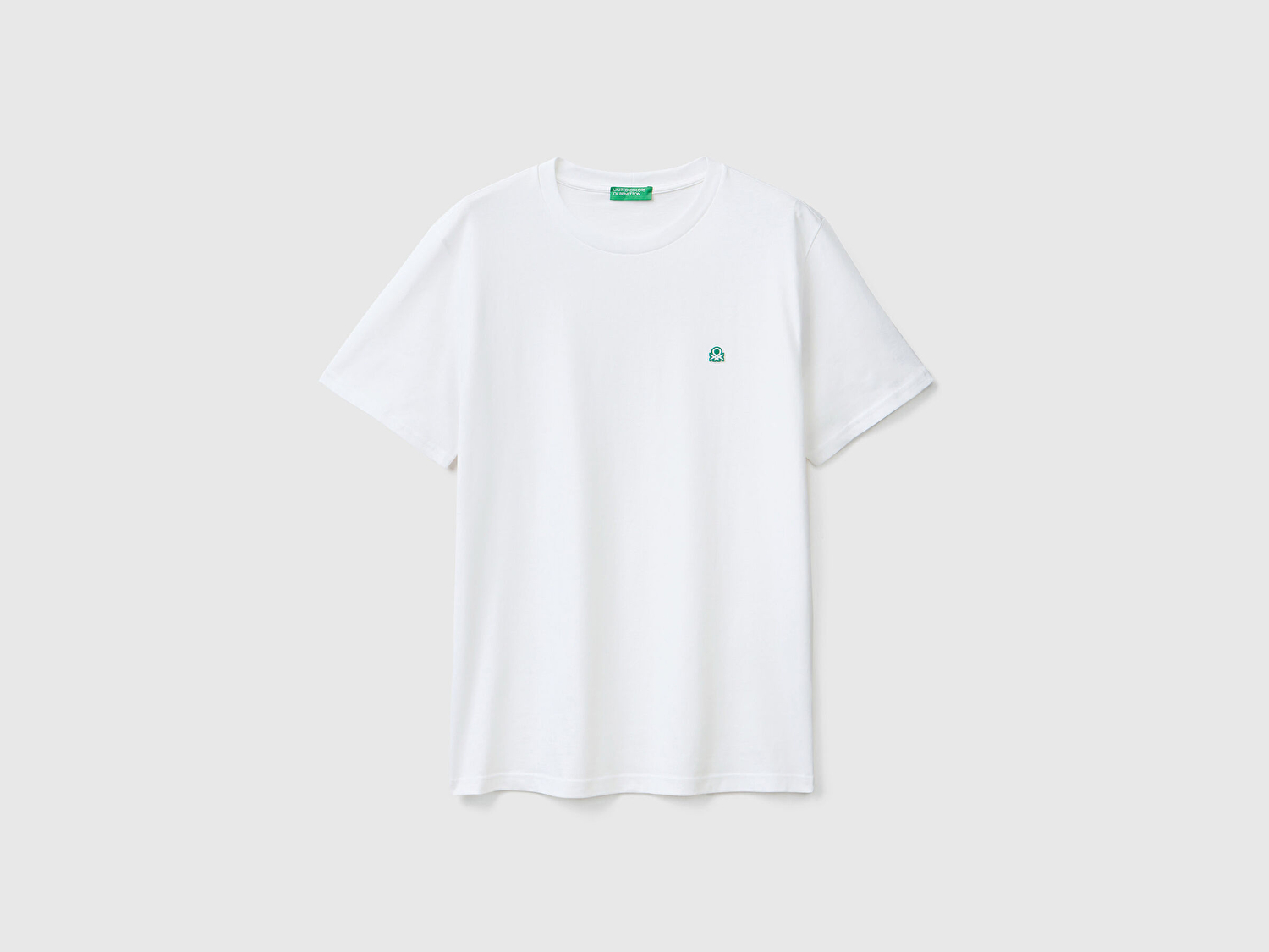 Benetton Erkek Beyaz %100 Koton Benetton Logolu Bisiklet Yaka T-Shirt