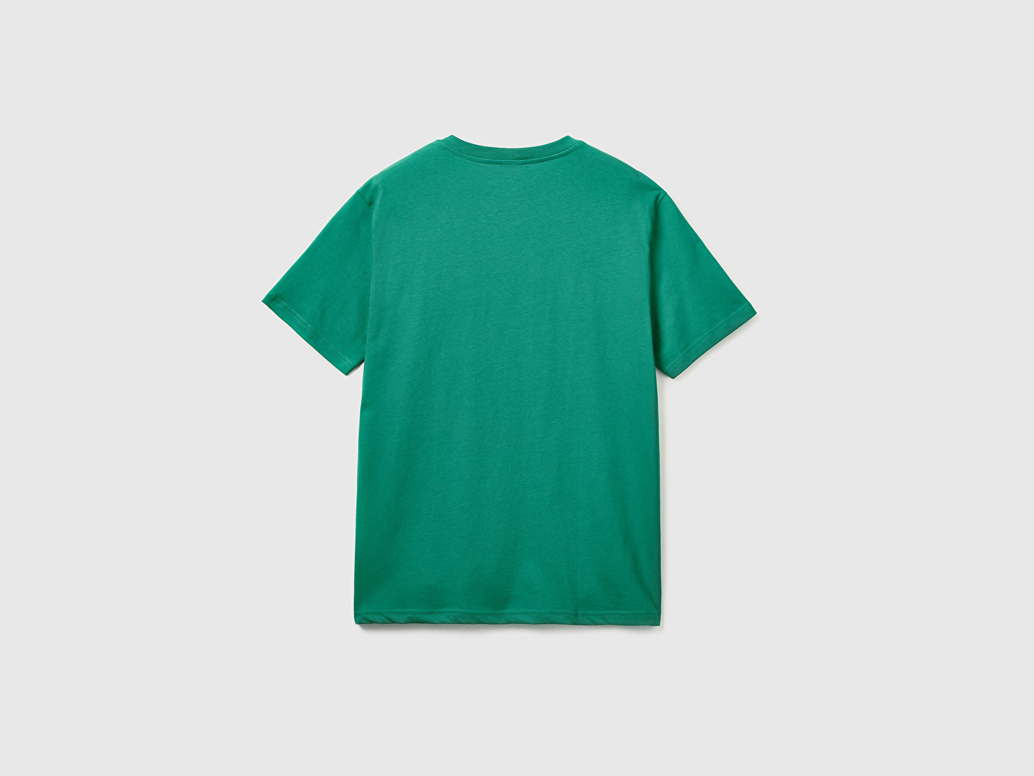 Benetton Erkek Koyu Yeşil %100 Koton Benetton Logolu Bisiklet Yaka T-Shirt