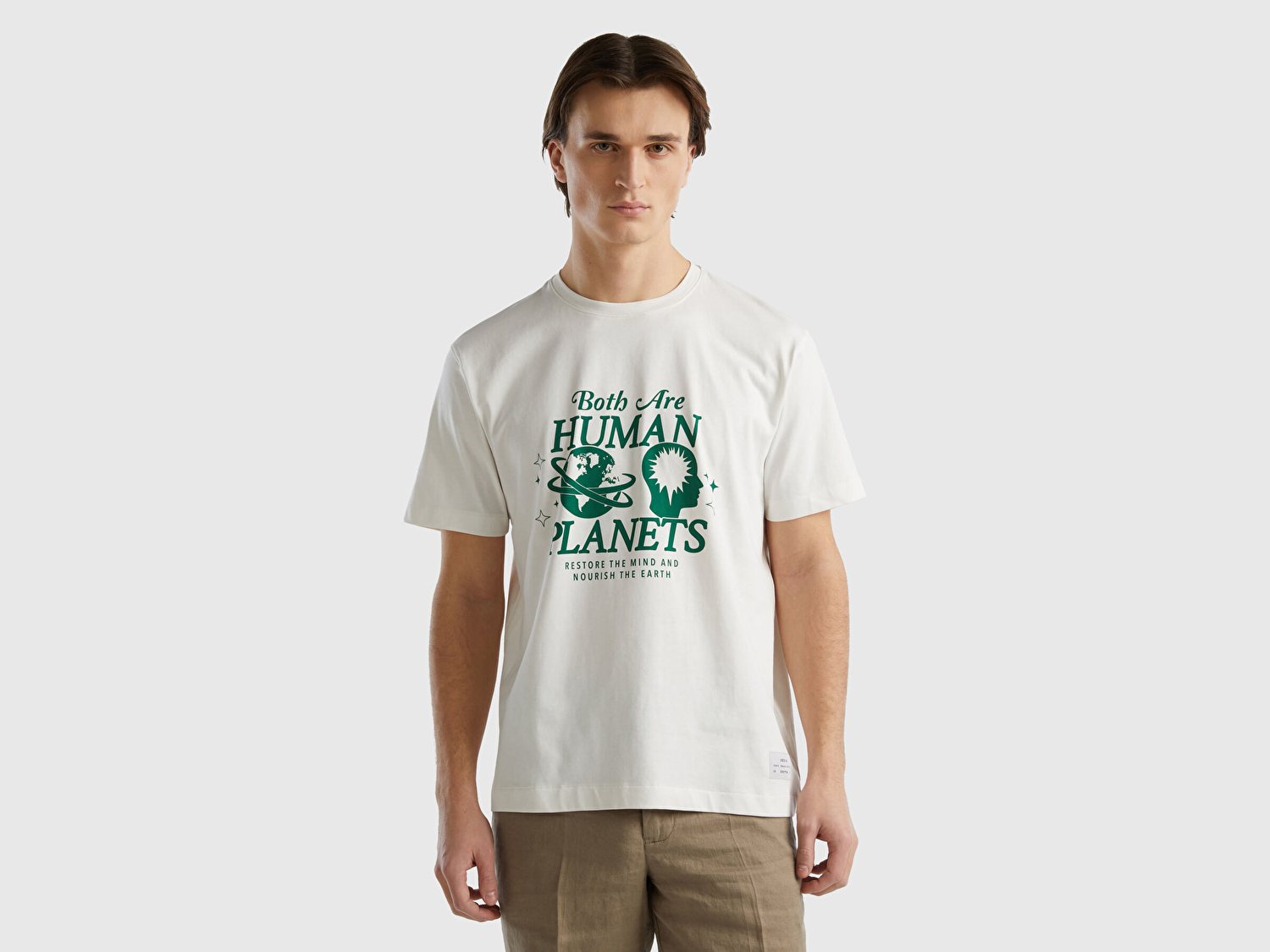 Benetton Erkek Beyaz Mıx %100 Organik Koton Baskılı T-Shirt