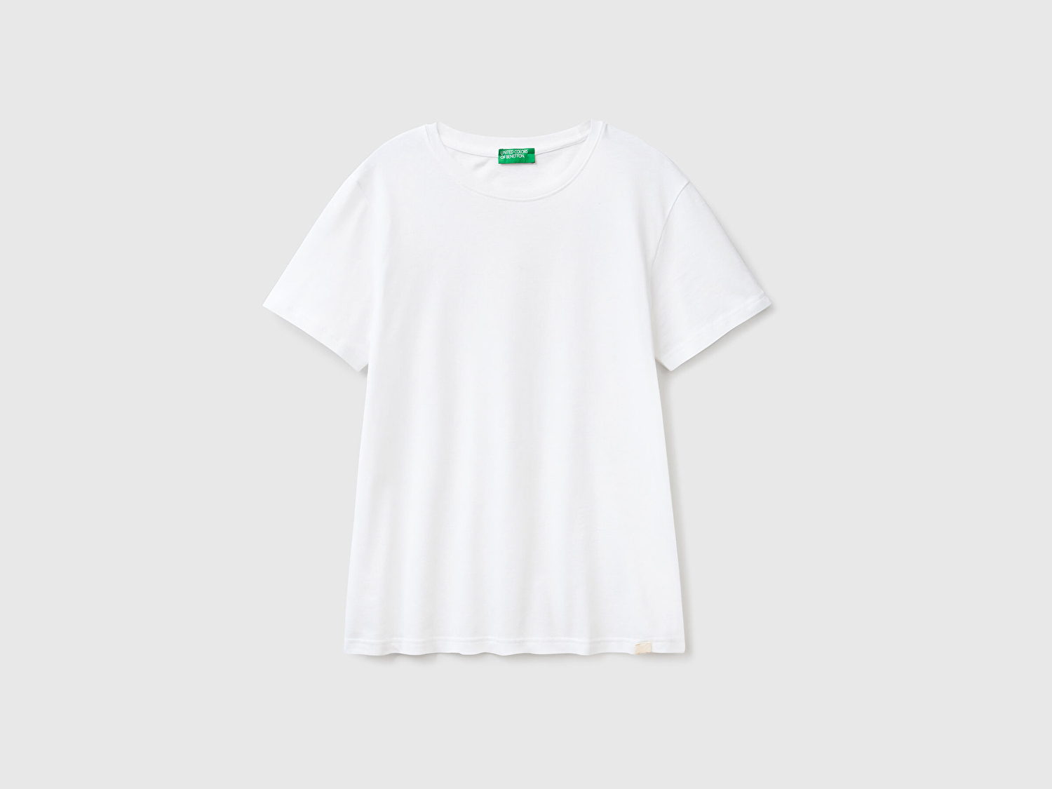 Benetton Erkek Beyaz %100 Koton Bisiklet Yaka Basic  T-shirt