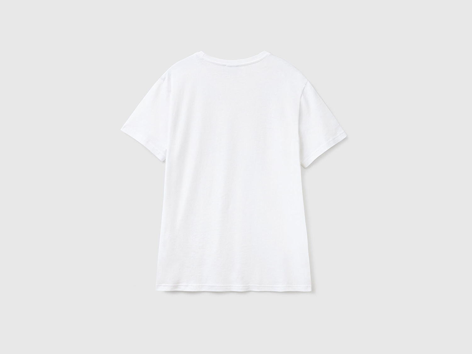 Benetton Erkek Beyaz %100 Koton Bisiklet Yaka Basic  T-shirt