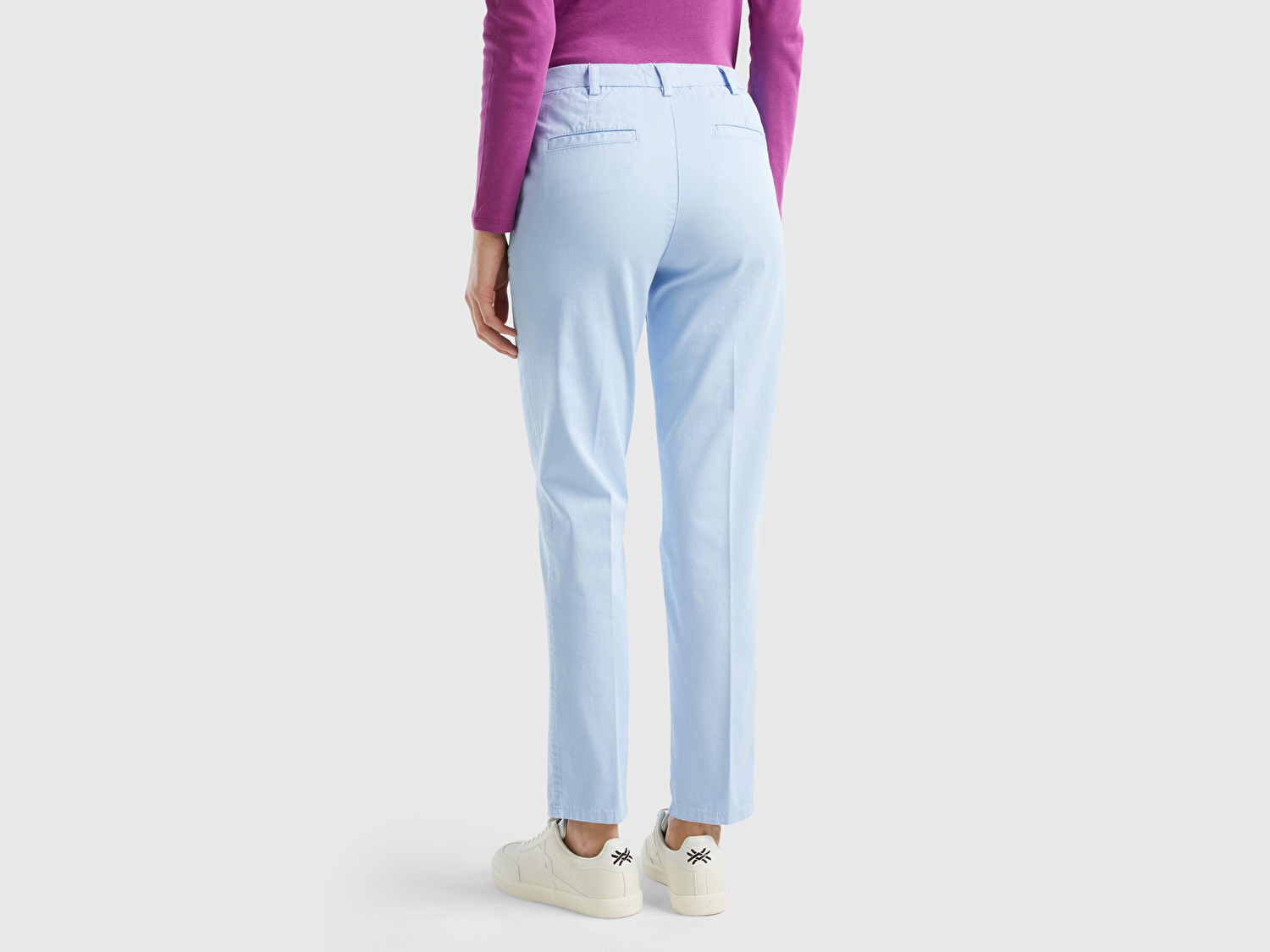 Benetton Kadın Açık Mavi Elastanlı Basic Chino Pantolon