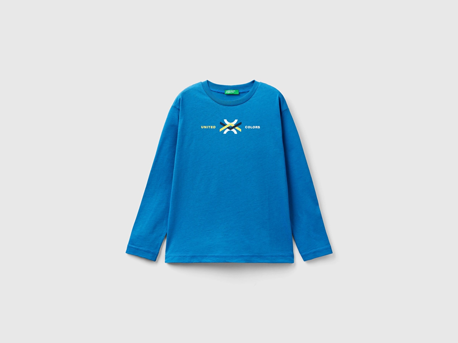 Benetton Erkek Çocuk Saks Mavi Benetton Logolu T-Shirt
