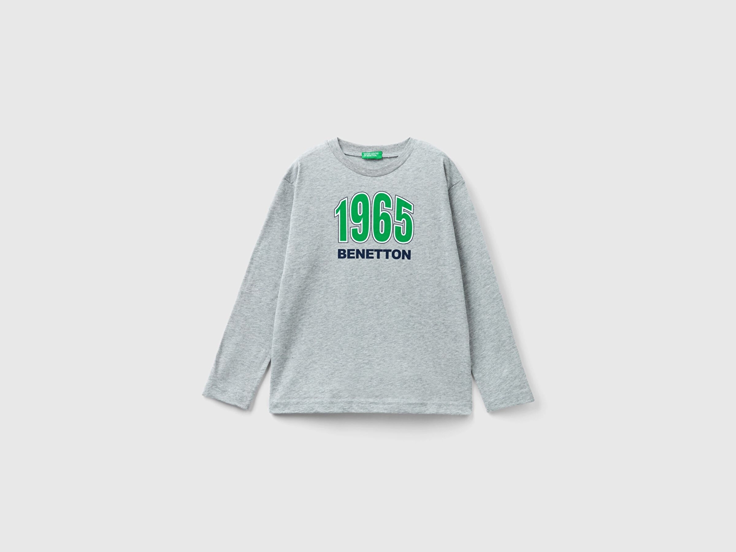 Benetton Erkek Çocuk Gri Melanj Benetton Logolu T-Shirt