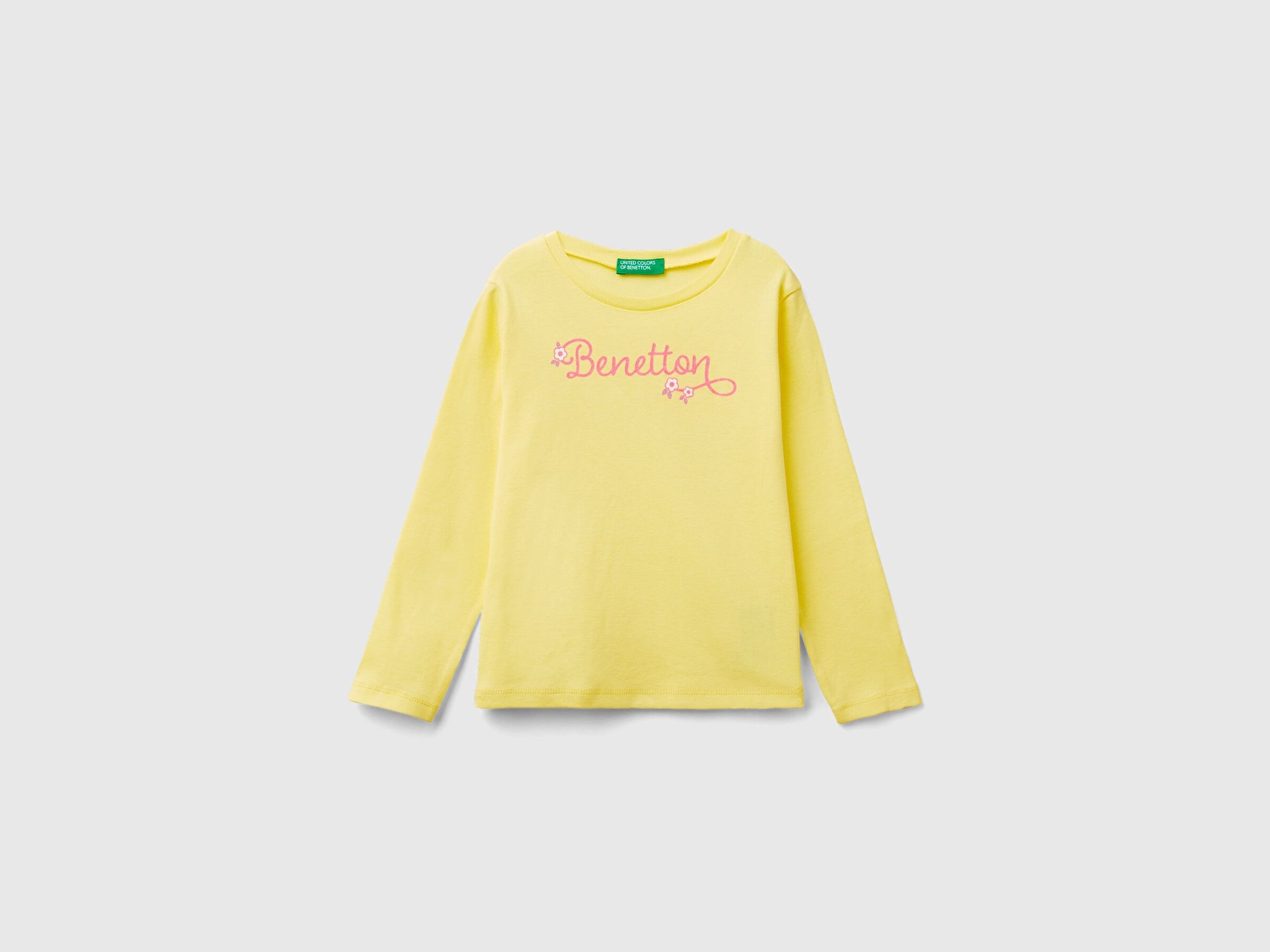 Benetton Kız Çocuk Sarı Simli Benetton Yazılı T-Shirt