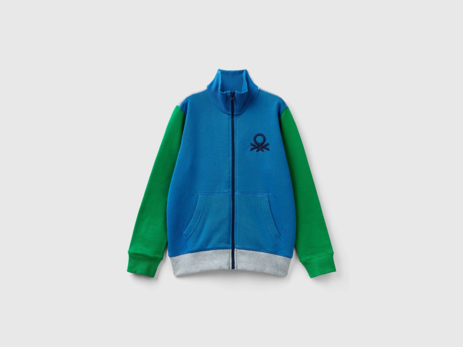 Benetton Erkek Çocuk Mavi Mix Logolu Sweatshirt