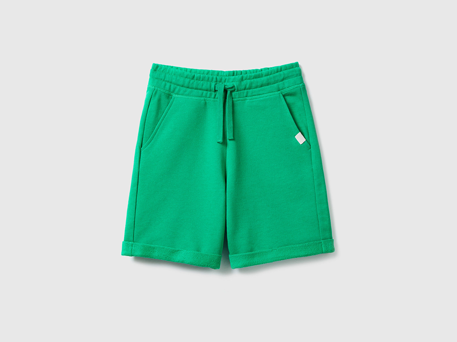 Benetton Erkek Çocuk Yeşil Logolu Sweat Şort