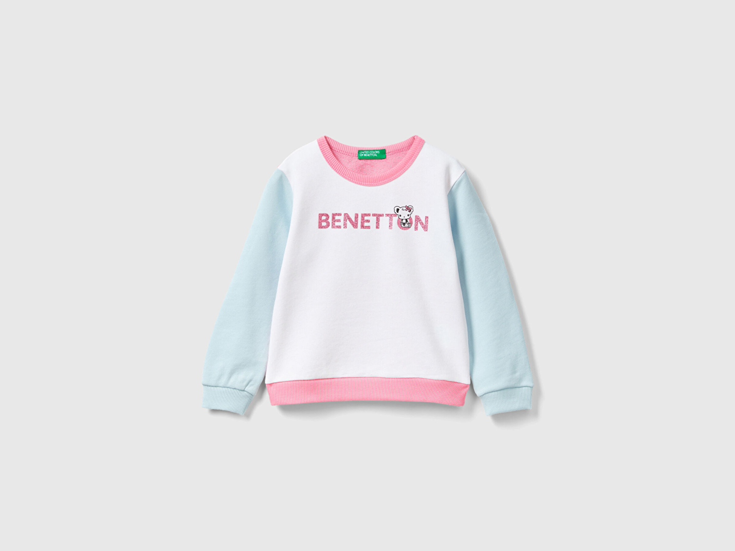 Benetton Kız Çocuk Beyaz. Simli Benetton Yazılı Sweatshirt