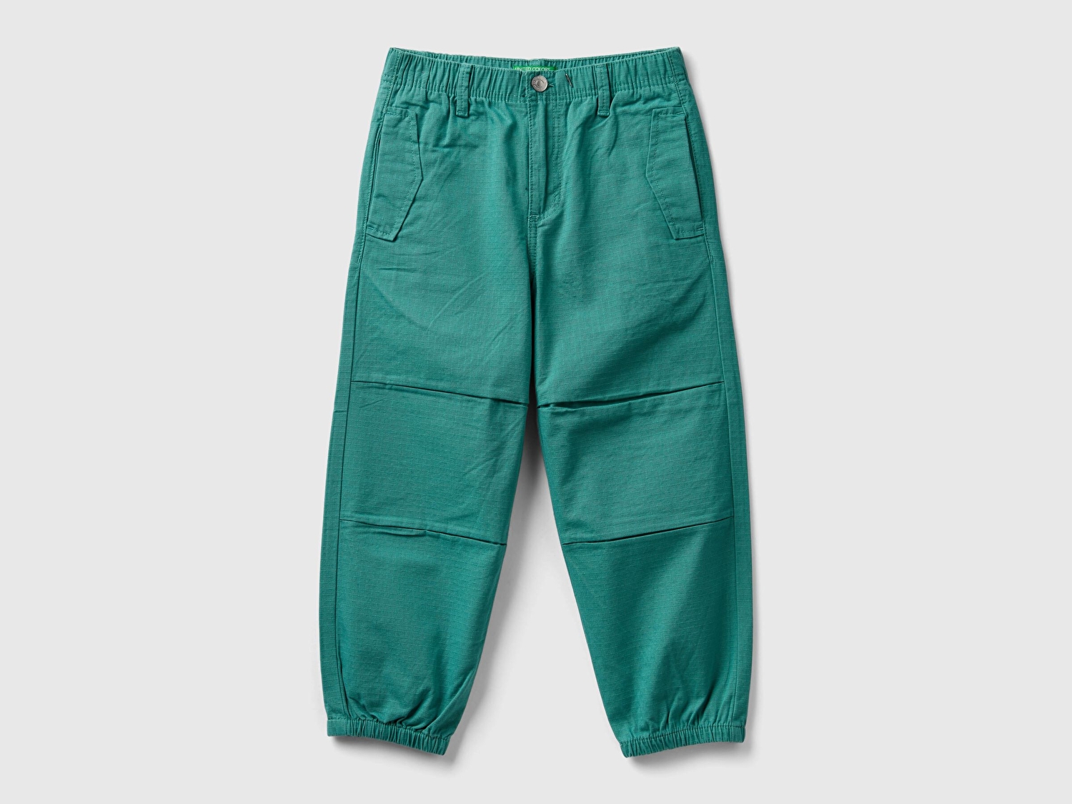Benetton Erkek Çocuk Yeşil Gadget Detaylı Paça Beli Büzgülü Kemer Delikli Pantolon