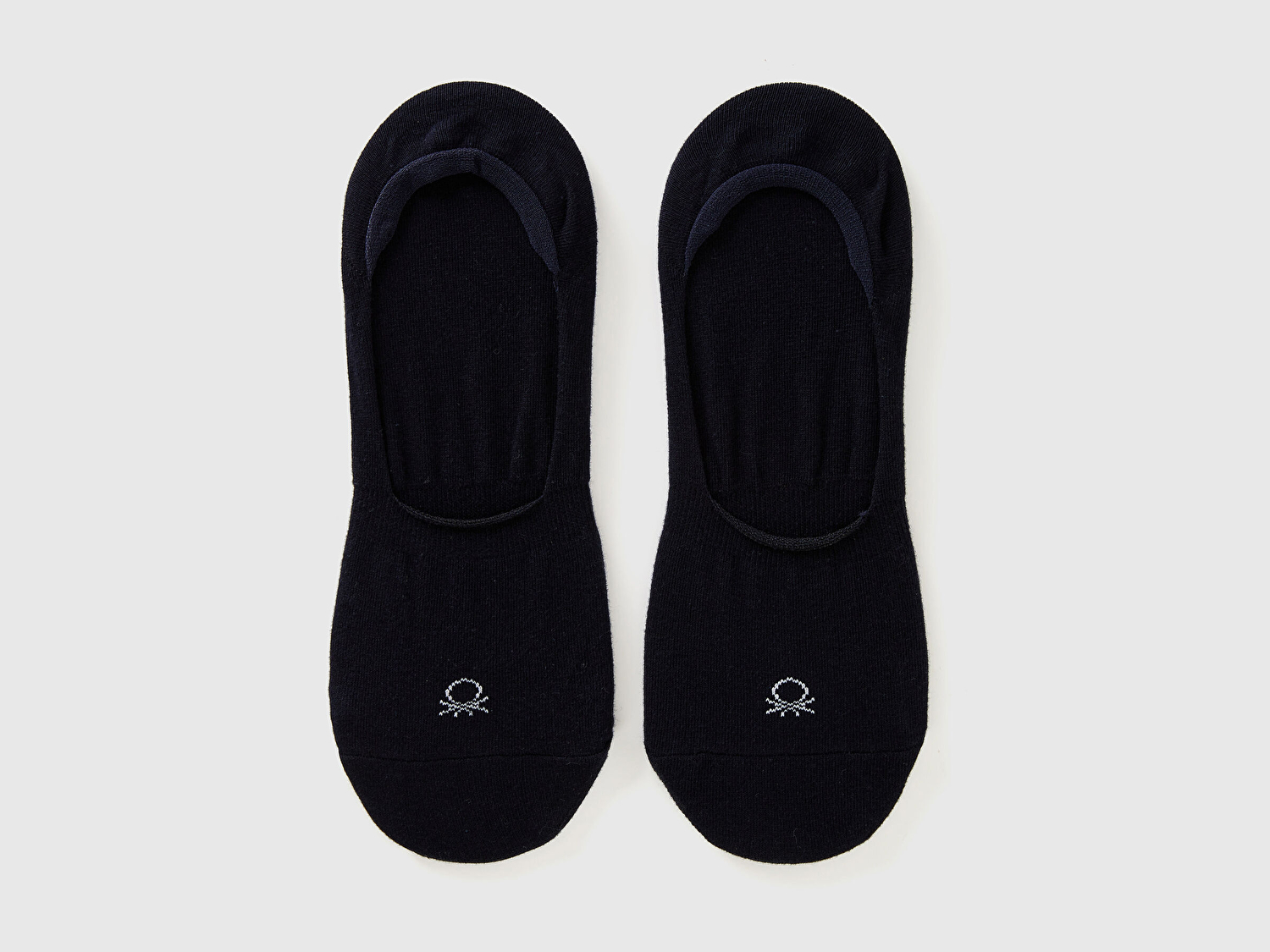 Benetton Unisex Siyah Önü Logo İşlemeli 2'li Görünmez Çorap Seti