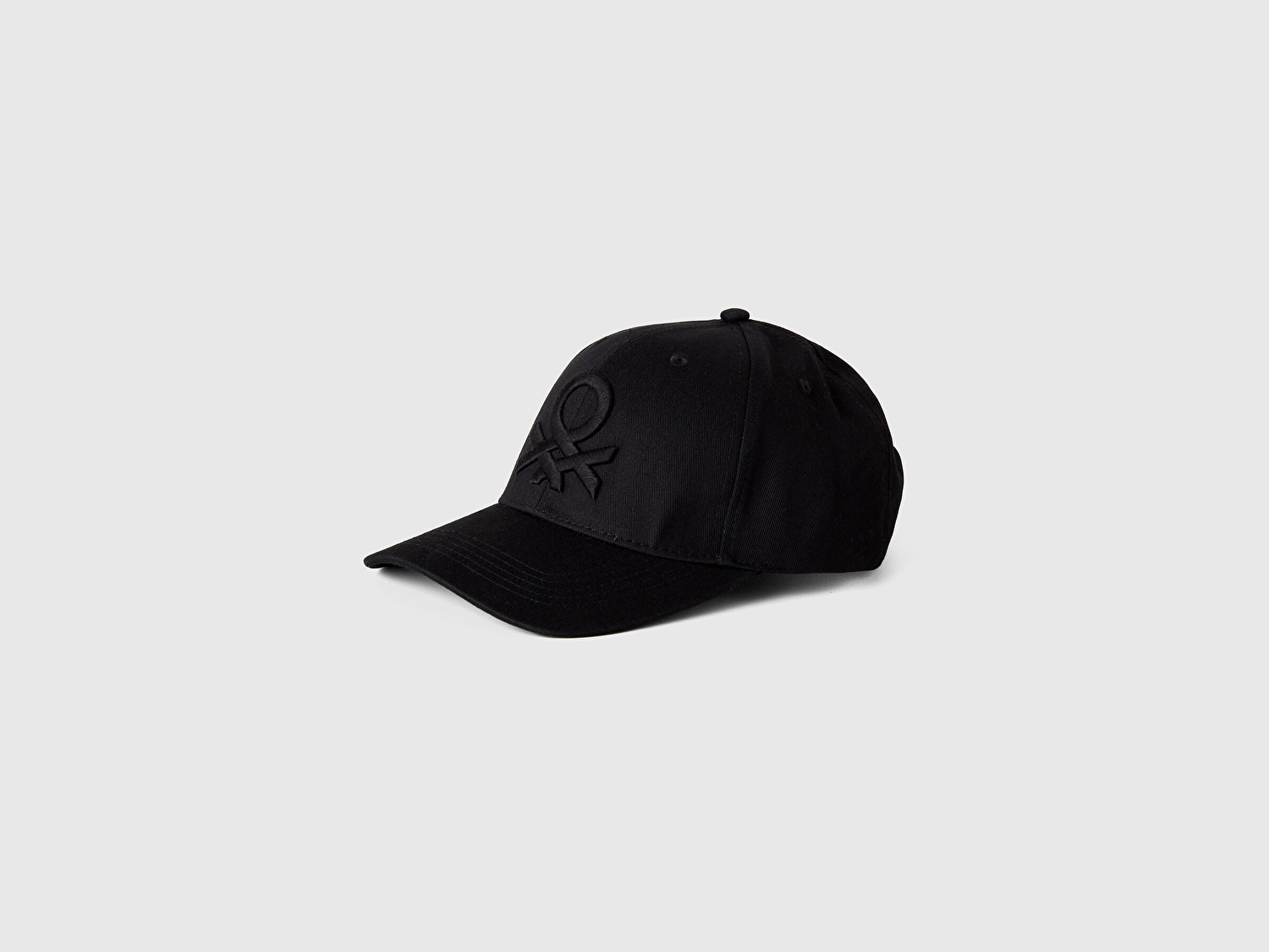 Benetton Erkek Siyah %100 Pamuk Önü Logo İşlemeli Kep Şapka