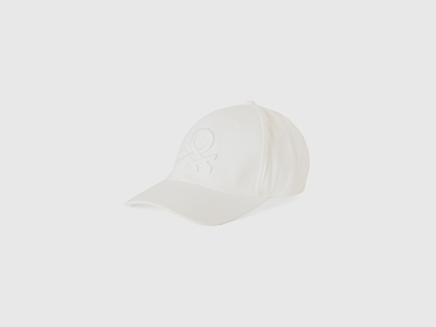 Benetton Erkek Beyaz %100 Pamuk Önü Logo İşlemeli Kep Şapka