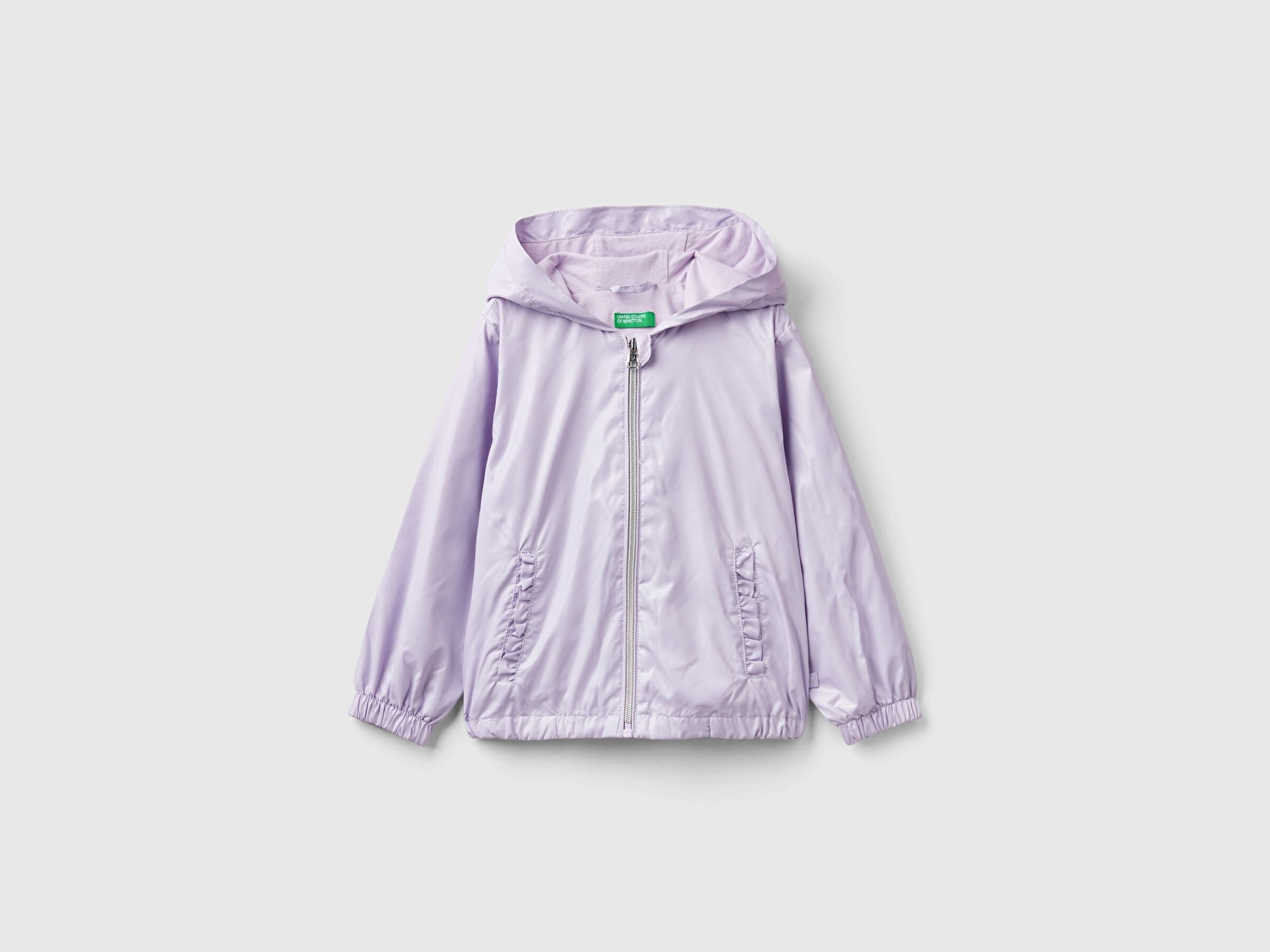 Benetton Kız Çocuk Lila Logolu Jersey Astarlı Yağmurluk