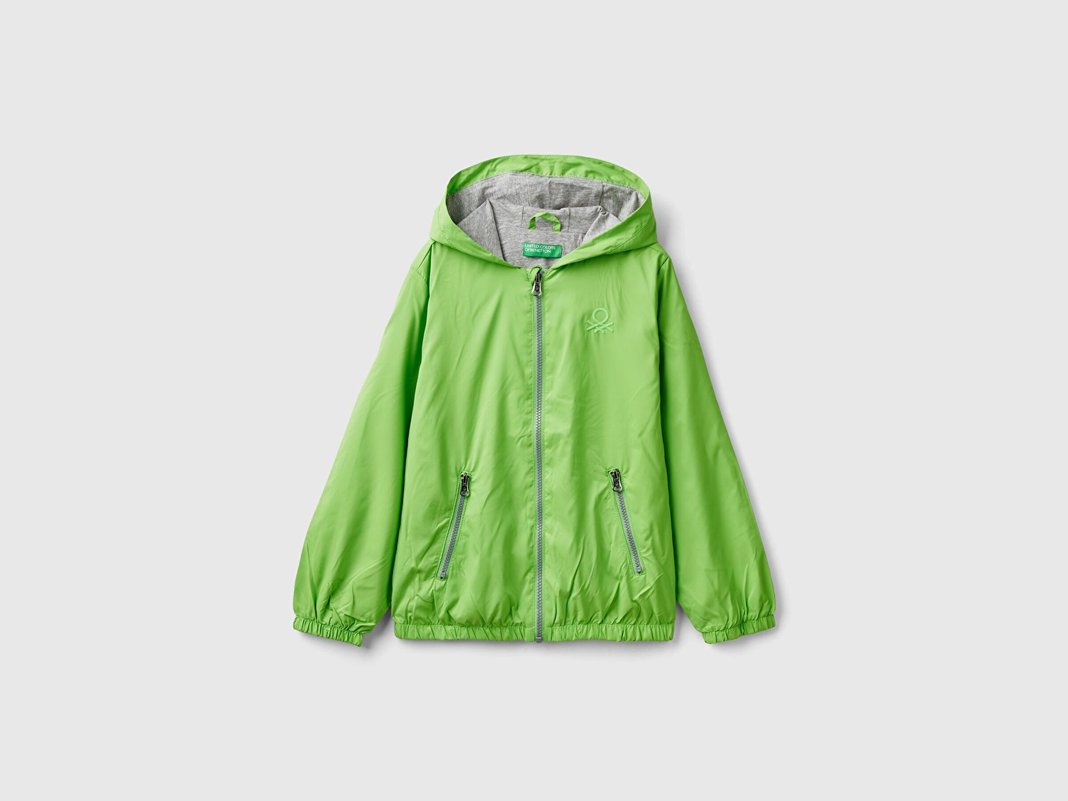 Benetton Erkek Çocuk Fıstık Yeşili Logolu Jersey Astarlı Yağmurluk