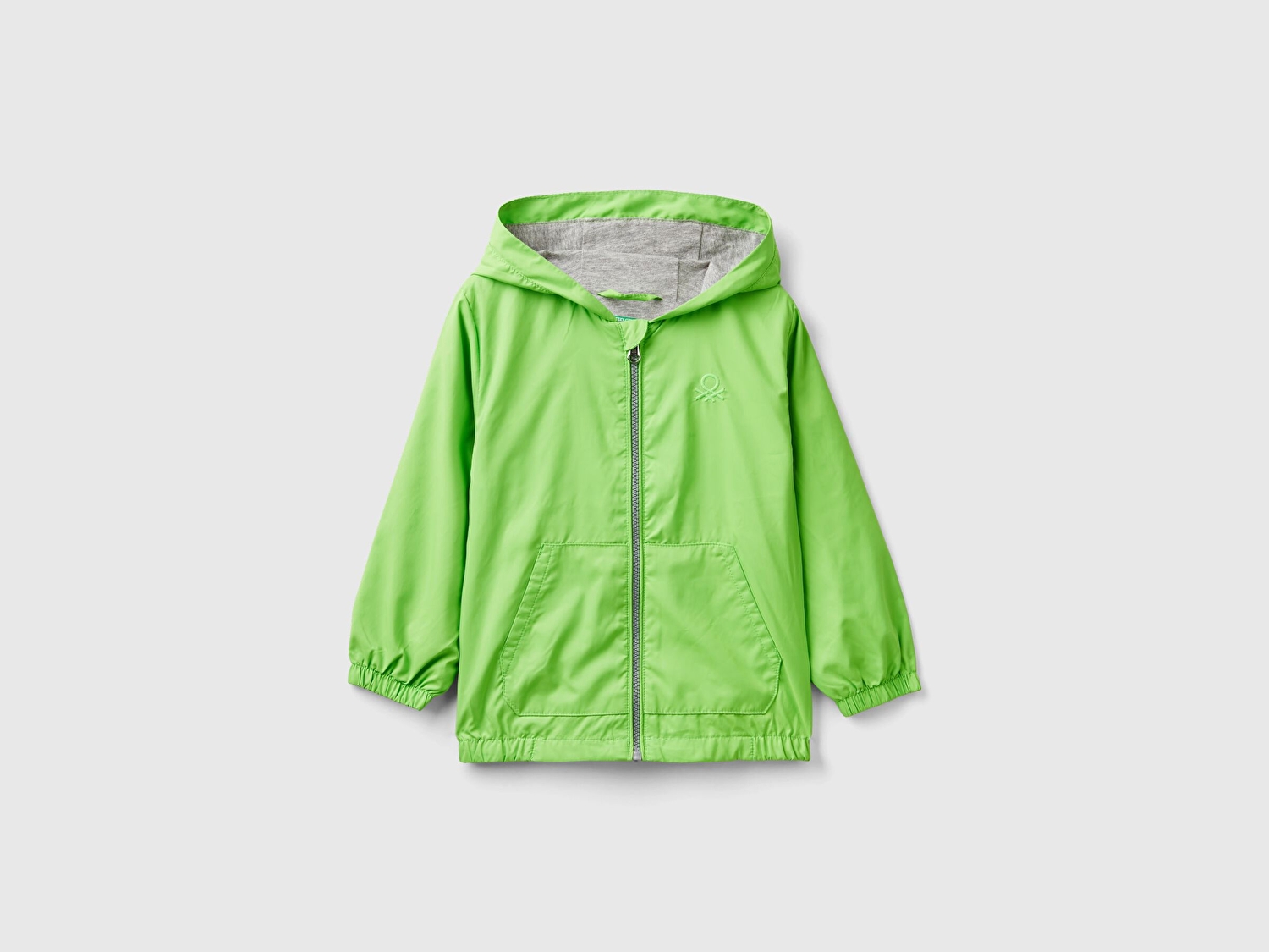 Benetton Erkek Çocuk Fıstık Yeşili Logolu Jersey Astarlı Yağmurluk