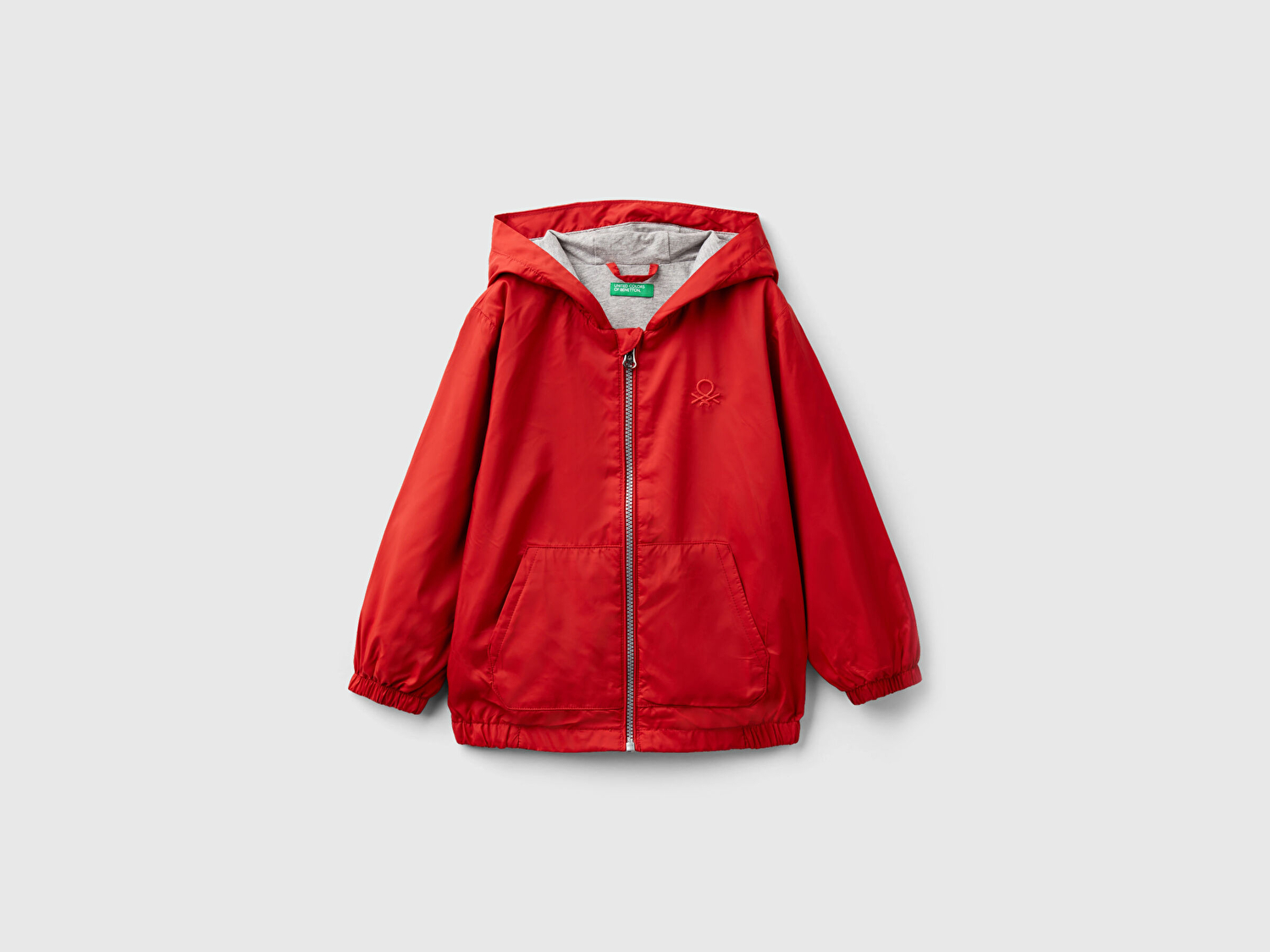 Benetton Erkek Çocuk Kırmızı Logolu Jersey Astarlı Yağmurluk