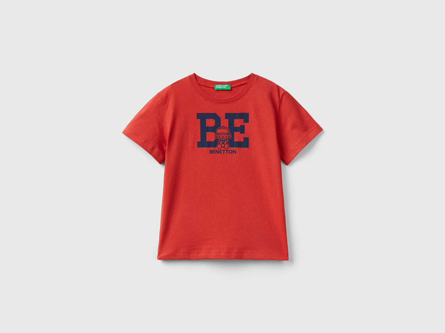 Benetton Erkek Çocuk Kırmızı Logolu Su Baskılı T-Shirt