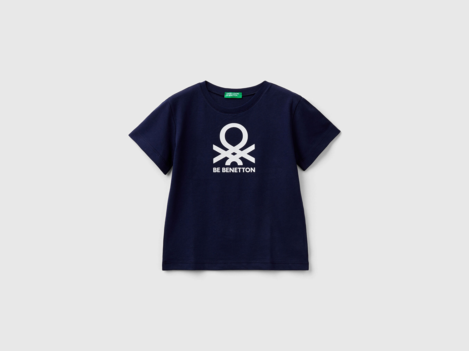 Benetton Erkek Çocuk Lacivert Logolu Su Baskılı T-Shirt