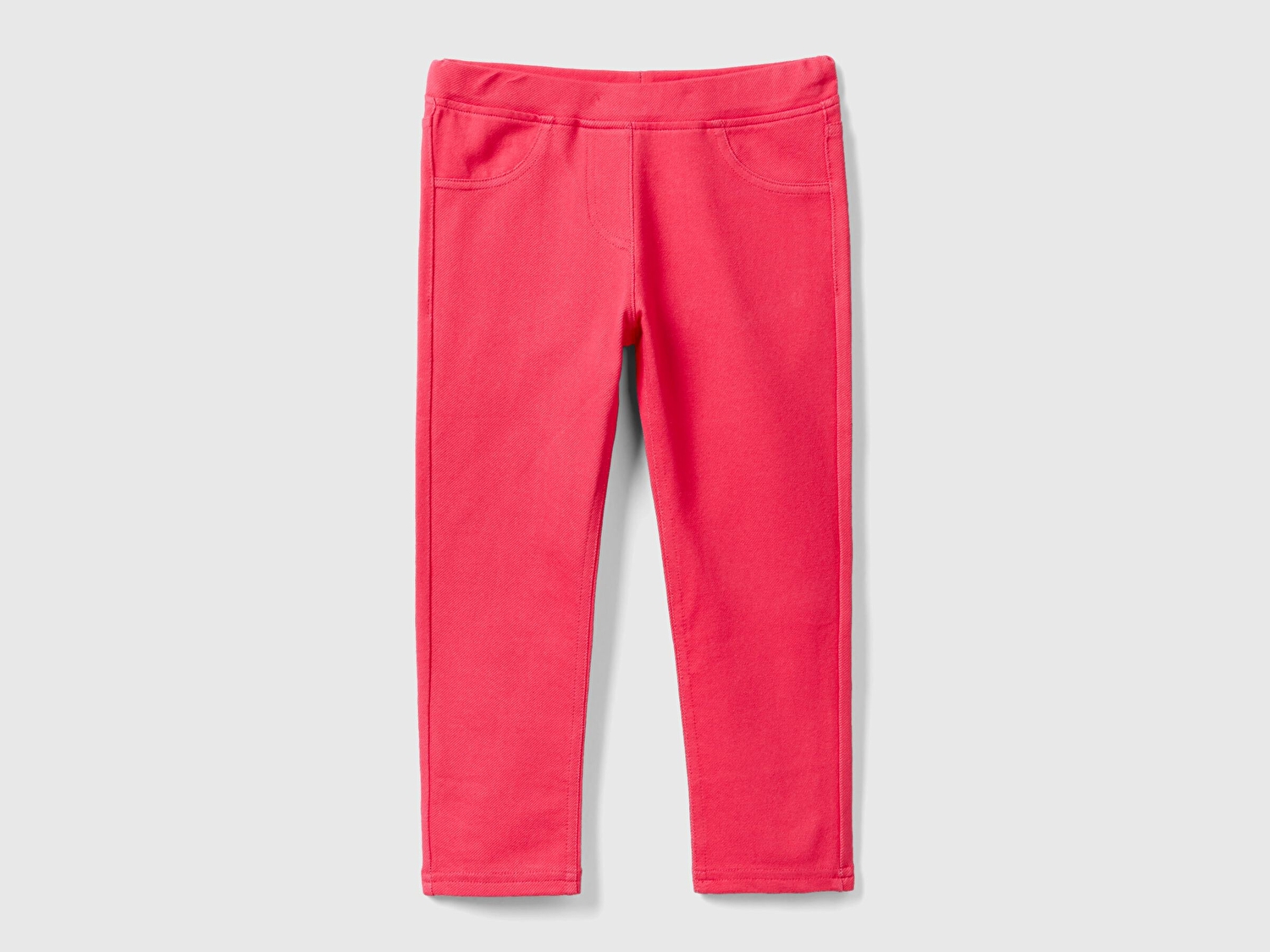 Benetton Kız Çocuk Fuşya Arkası Logo Detaylı 4 Cepli Slim Tayt Pantolon
