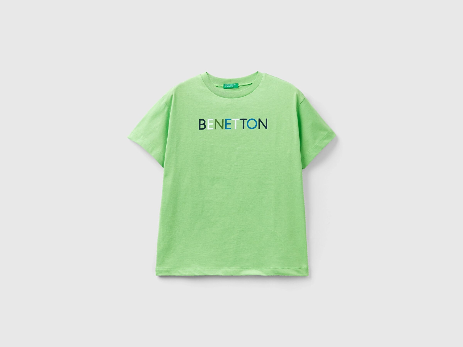 Benetton Erkek Çocuk Fıstık Yeşili Benetton Logolu T-Shirt