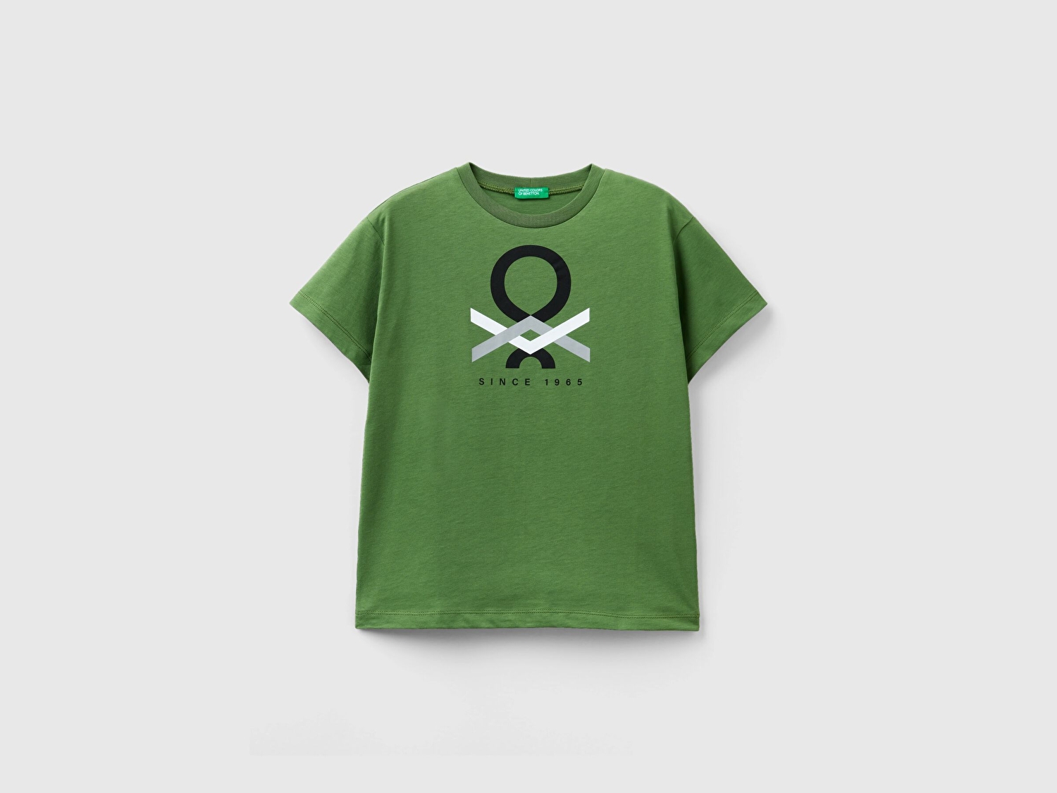 Benetton Erkek Çocuk Haki Benetton Logolu T-Shirt