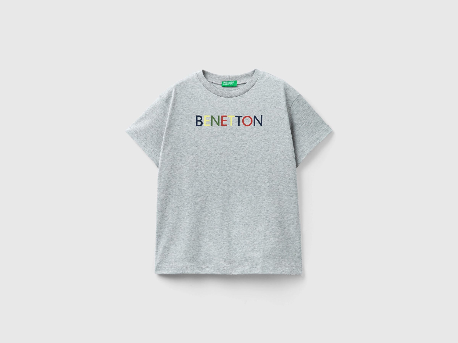 Benetton Erkek Çocuk Gri Melanj Benetton Logolu T-Shirt