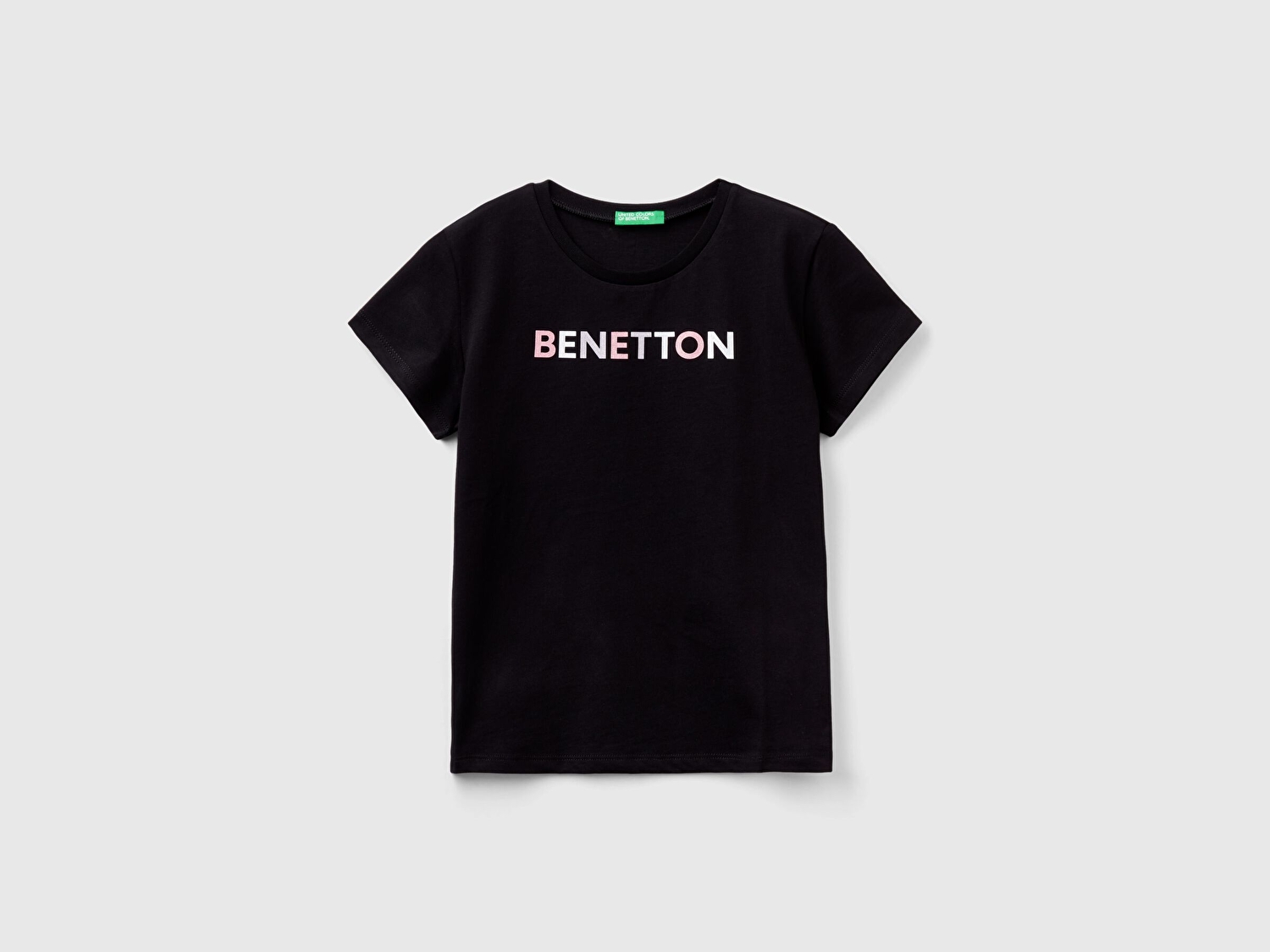 Benetton Kız Çocuk Siyah Simli Benetton Yazılı T-Shirt
