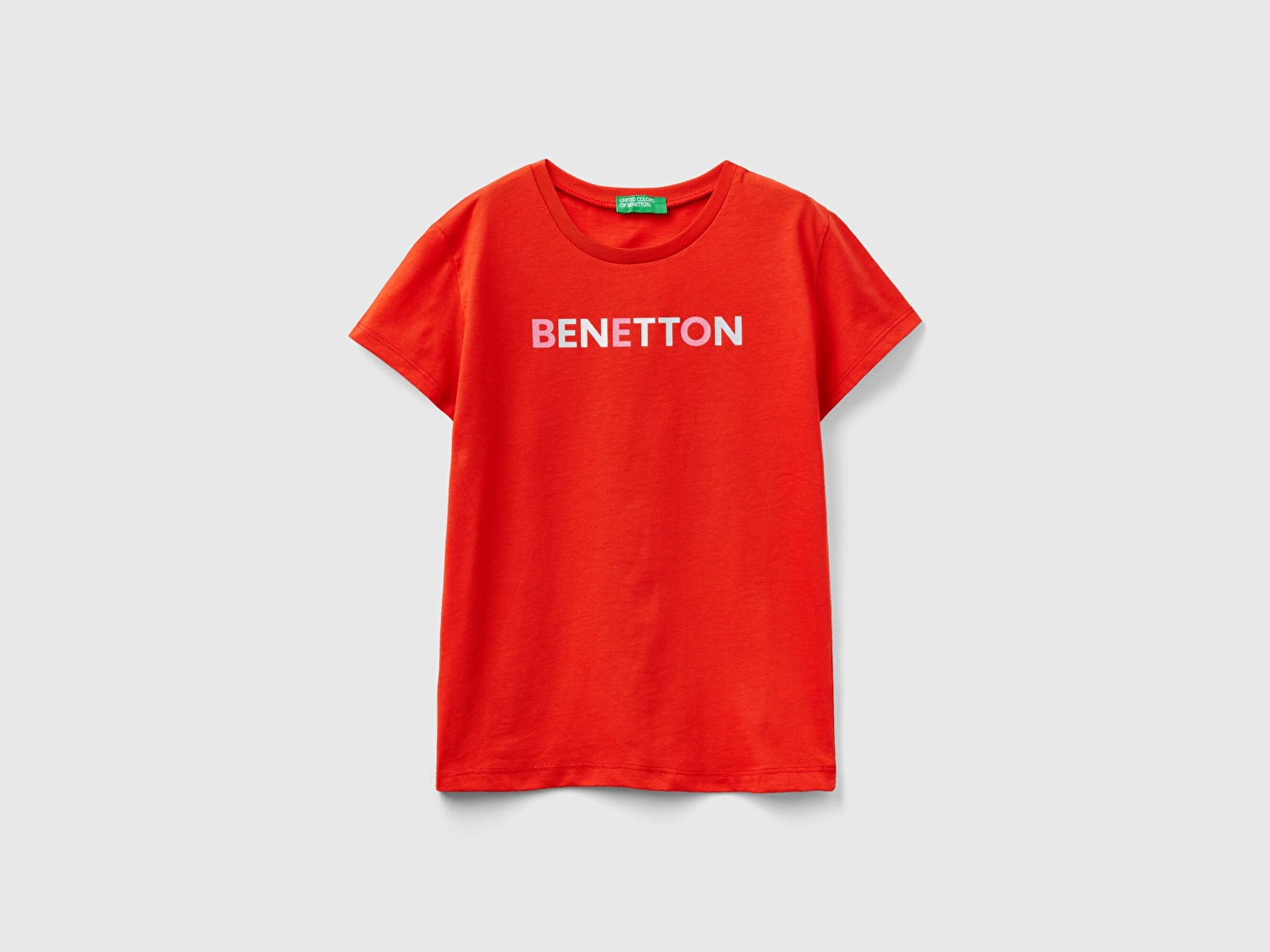 Benetton Kız Çocuk Kırmızı Simli Benetton Yazılı T-Shirt