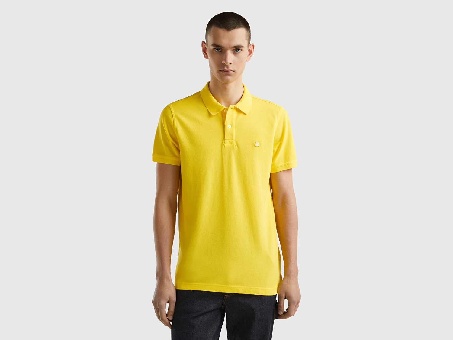 Benetton Erkek Sarı Regular Fit Kısa Kollu Polo T-Shirt