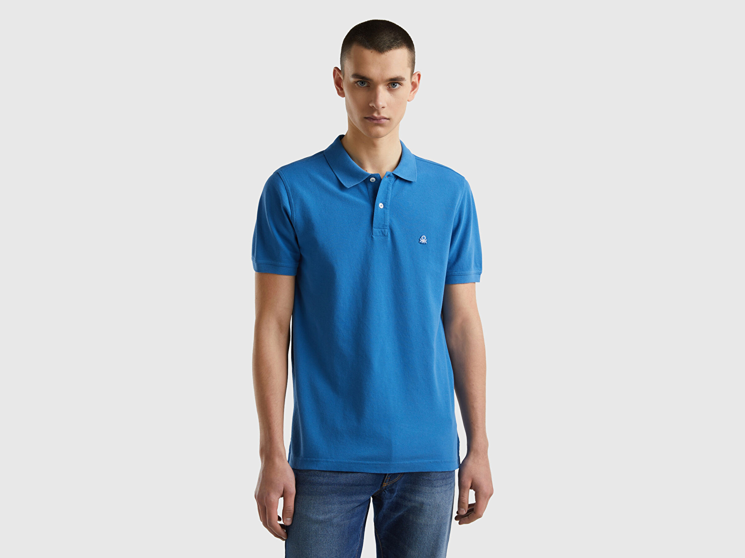 Benetton Erkek Koyu Mavi Regular Fit Kısa Kollu Polo T-Shirt