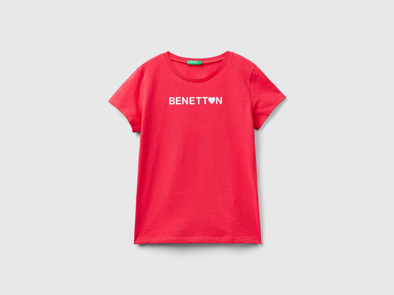 Benetton Kız Çocuk Fuşya Su Baskılı Logolu T-Shirt