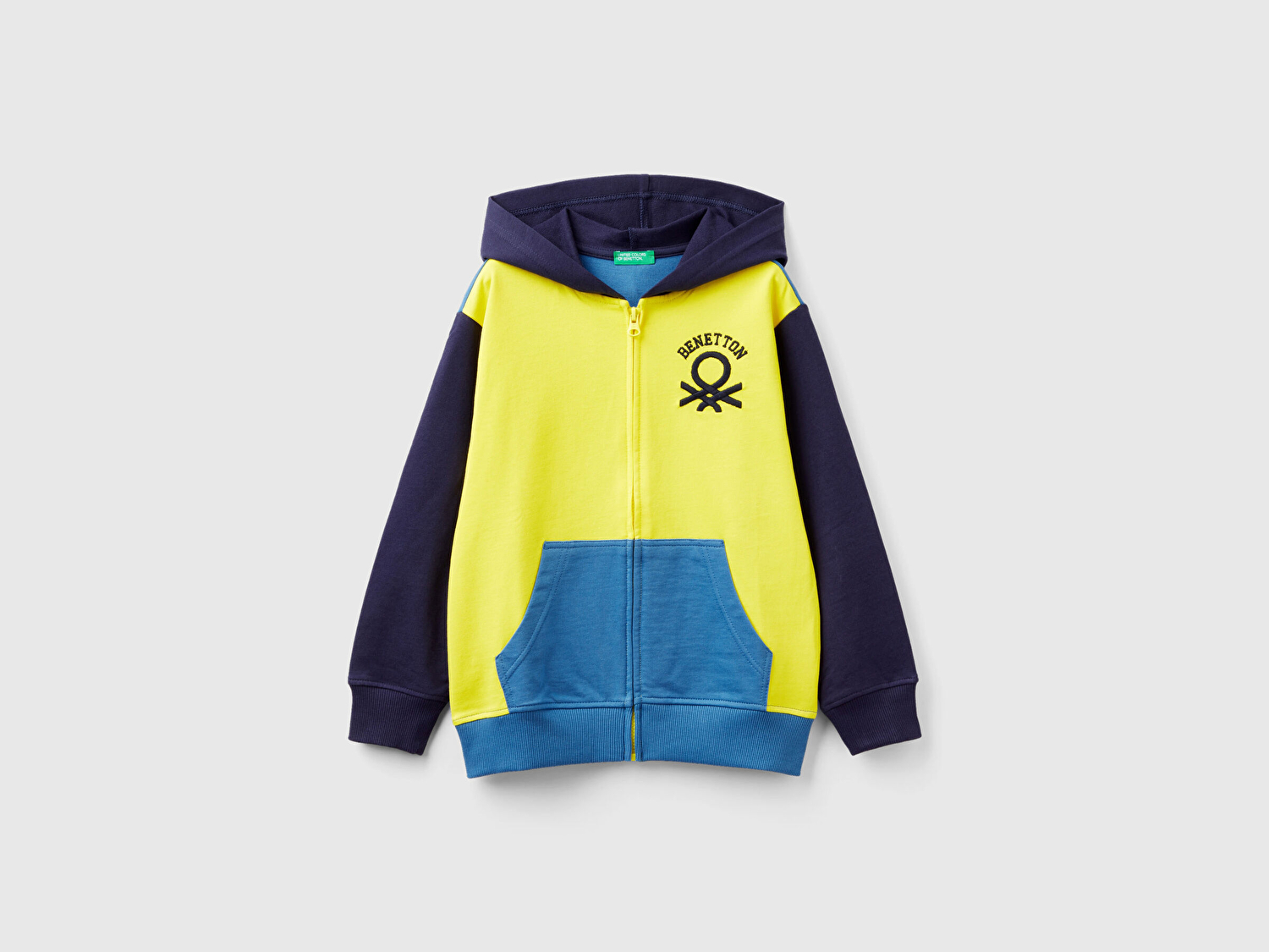 Benetton Erkek Çocuk Sarı Mix Logolu İnce Sweatshirt