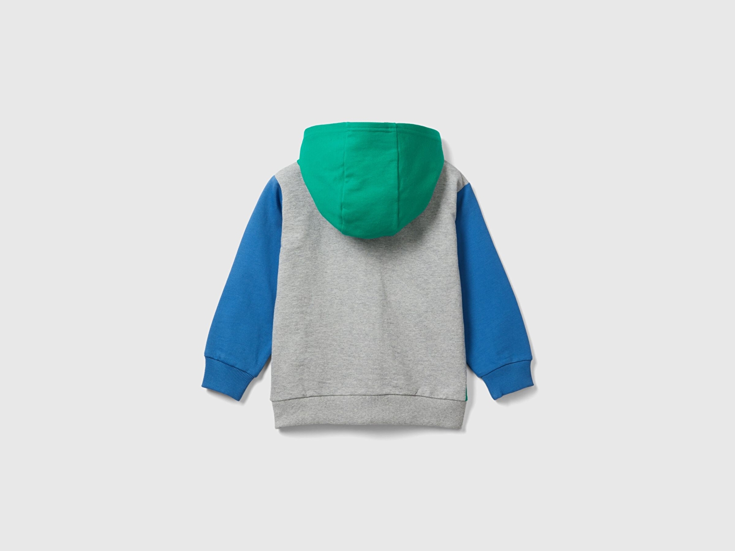 Benetton Erkek Çocuk Yeşil Mix Sol Göğsü Logo Baskılı Kanguru Cepli Kapüşonlu Sweatshirt