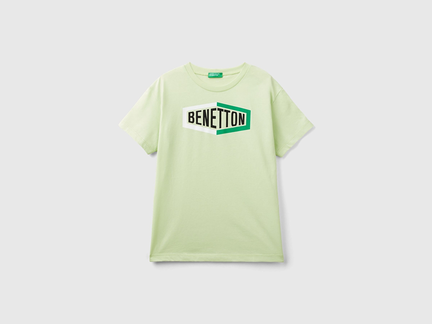 Benetton Erkek Çocuk Açık Yeşil Benetton Yazılı Yaz T-Shirt