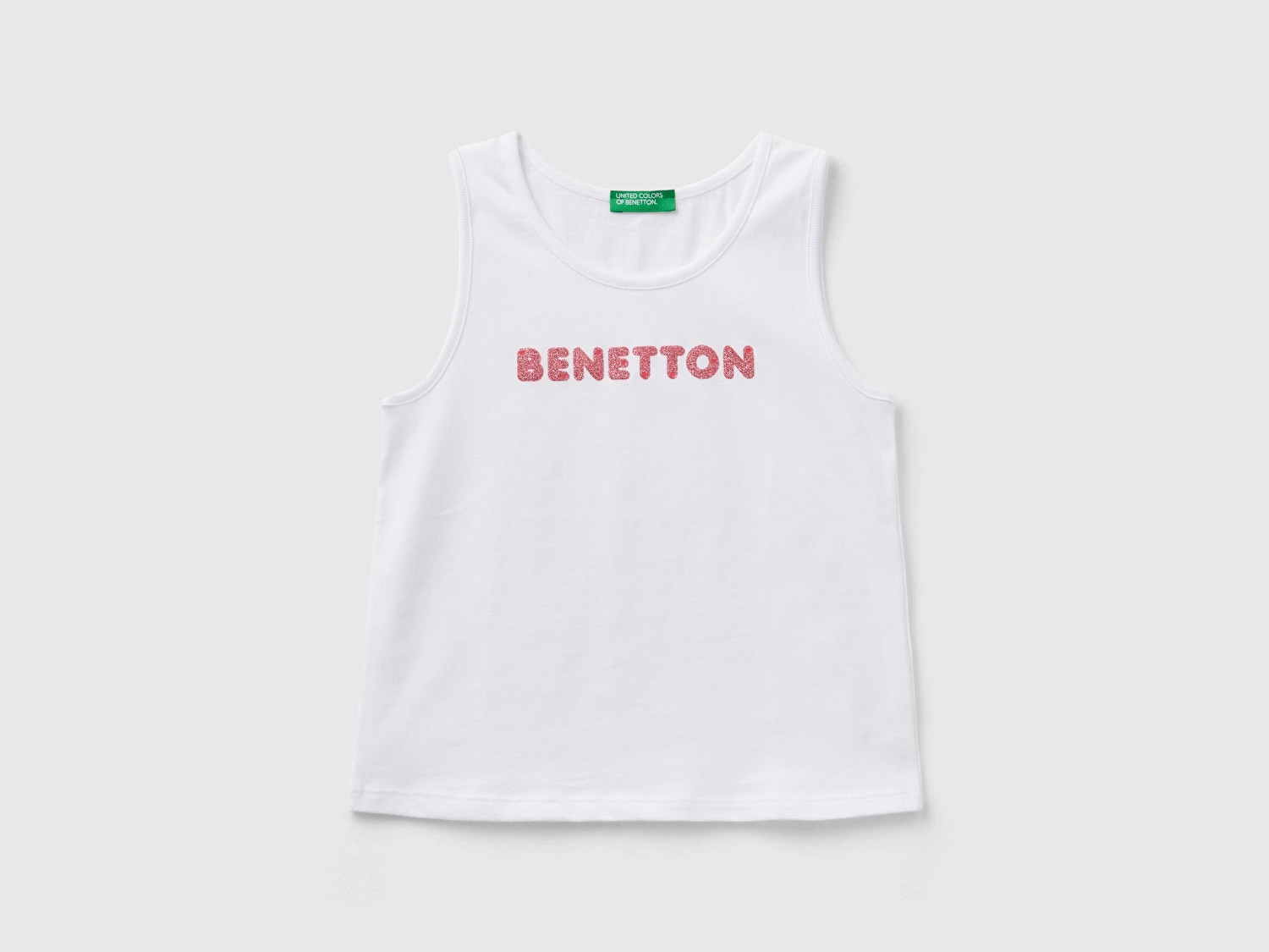Benetton Kız Çocuk Beyaz Simli Logo İşlemeli Atlet
