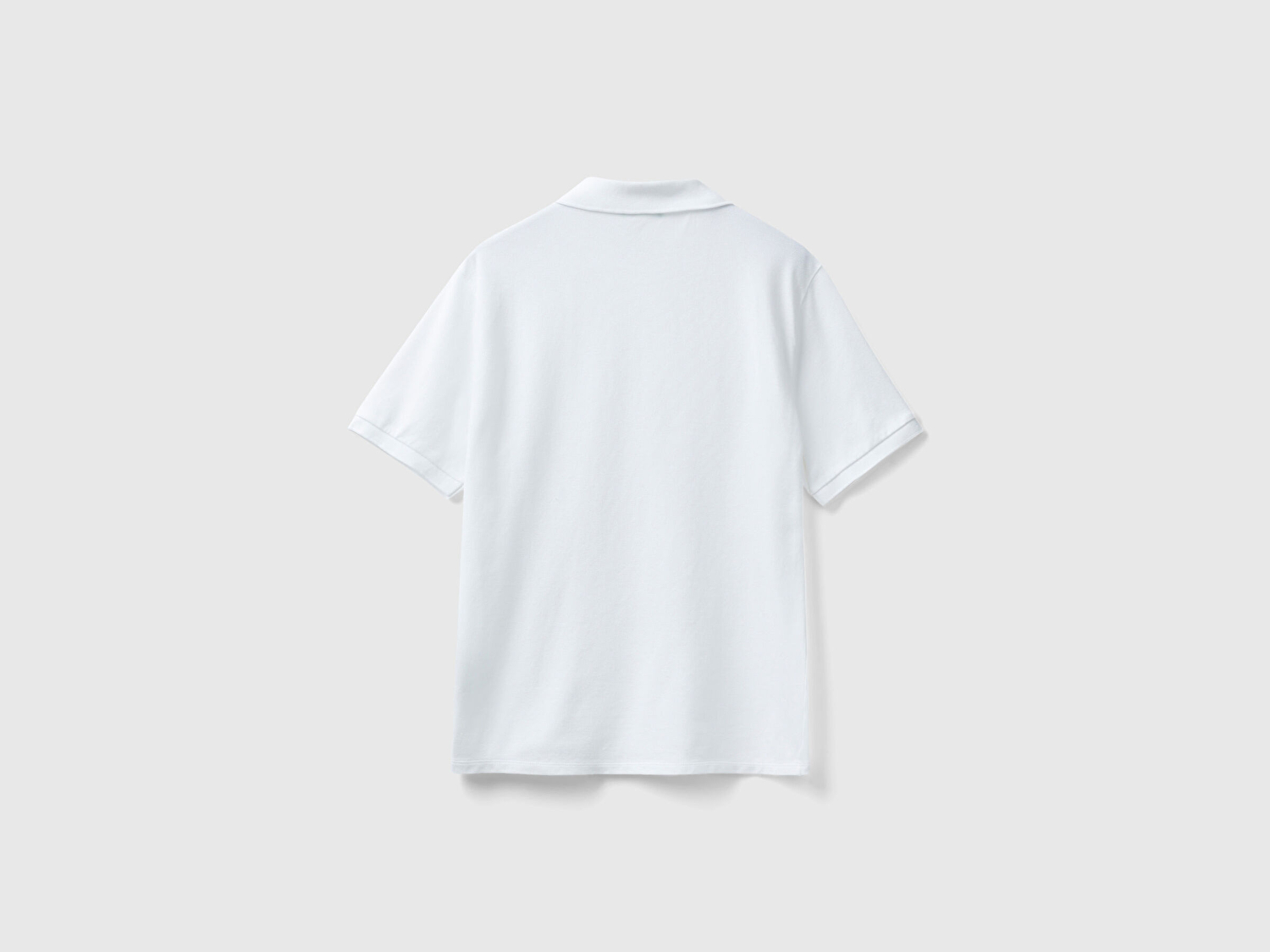 Benetton Kadın Beyaz Streç Pamuklu Sol Altı Logo Baskılı Polo T-Shirt