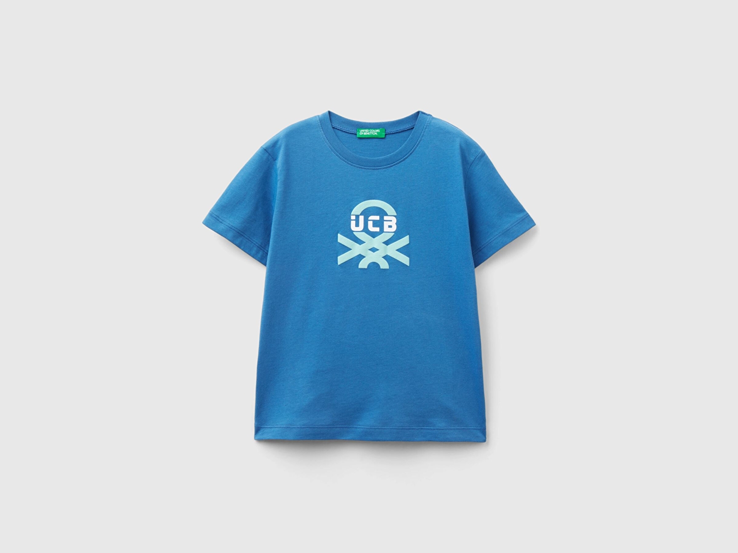 Benetton Erkek Çocuk Saks Mavi Benetton Yazılı Yaz T-Shirt