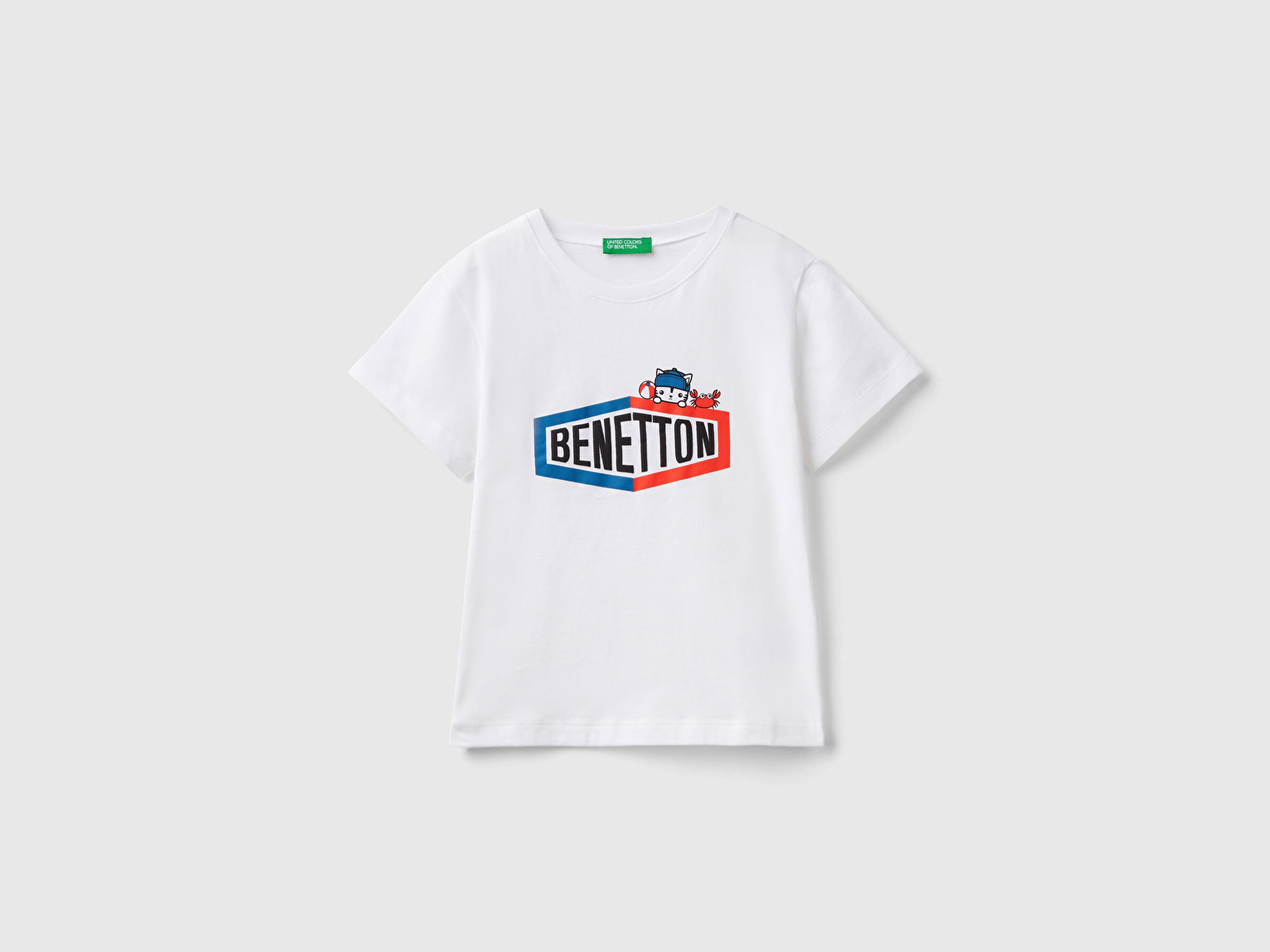 Benetton Erkek Çocuk Beyaz Benetton Yazılı Yaz T-Shirt