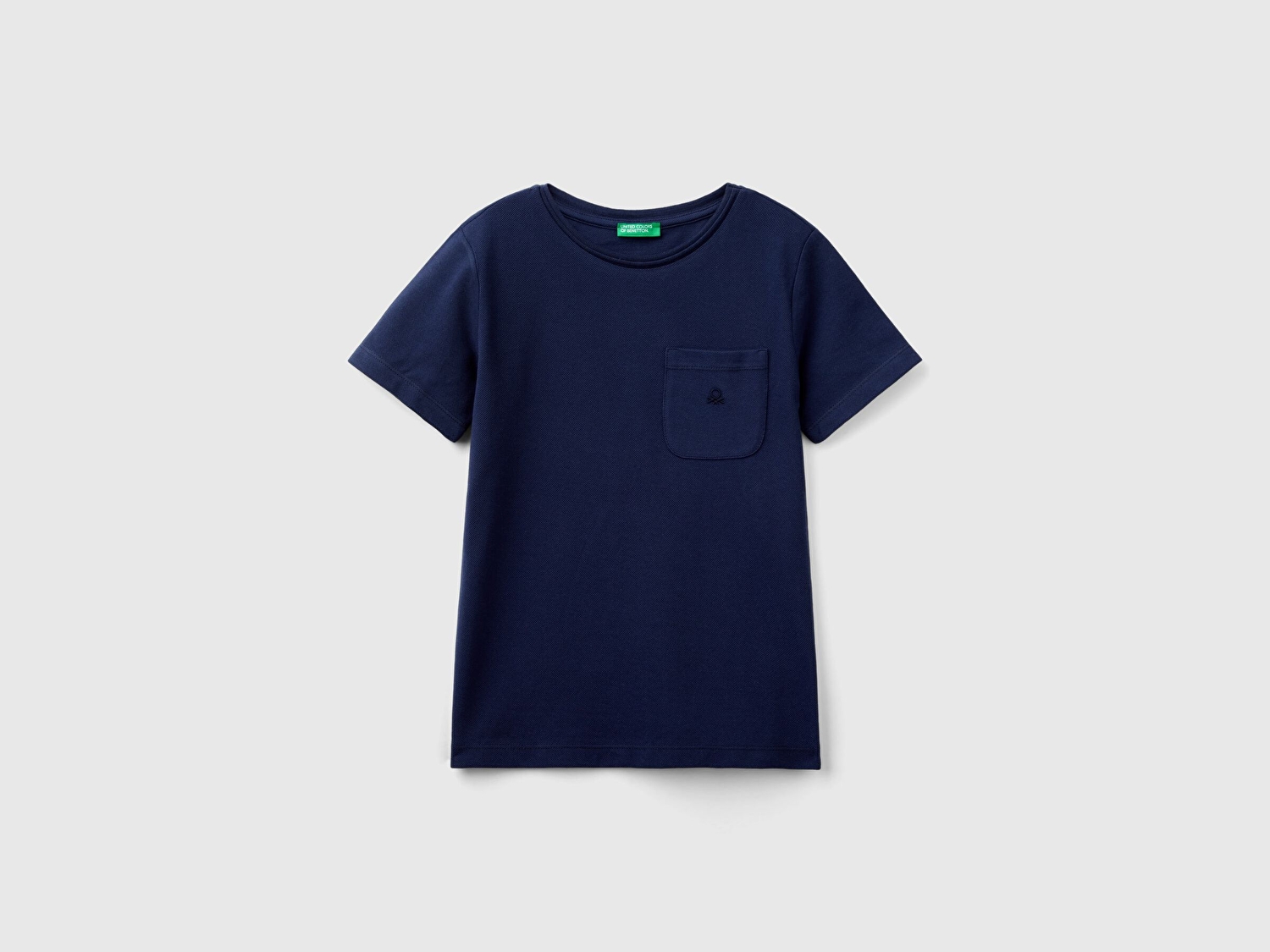 Benetton Erkek Çocuk Lacivert Logo İşlemeli Bisiklet Yaka Regular T-Shirt
