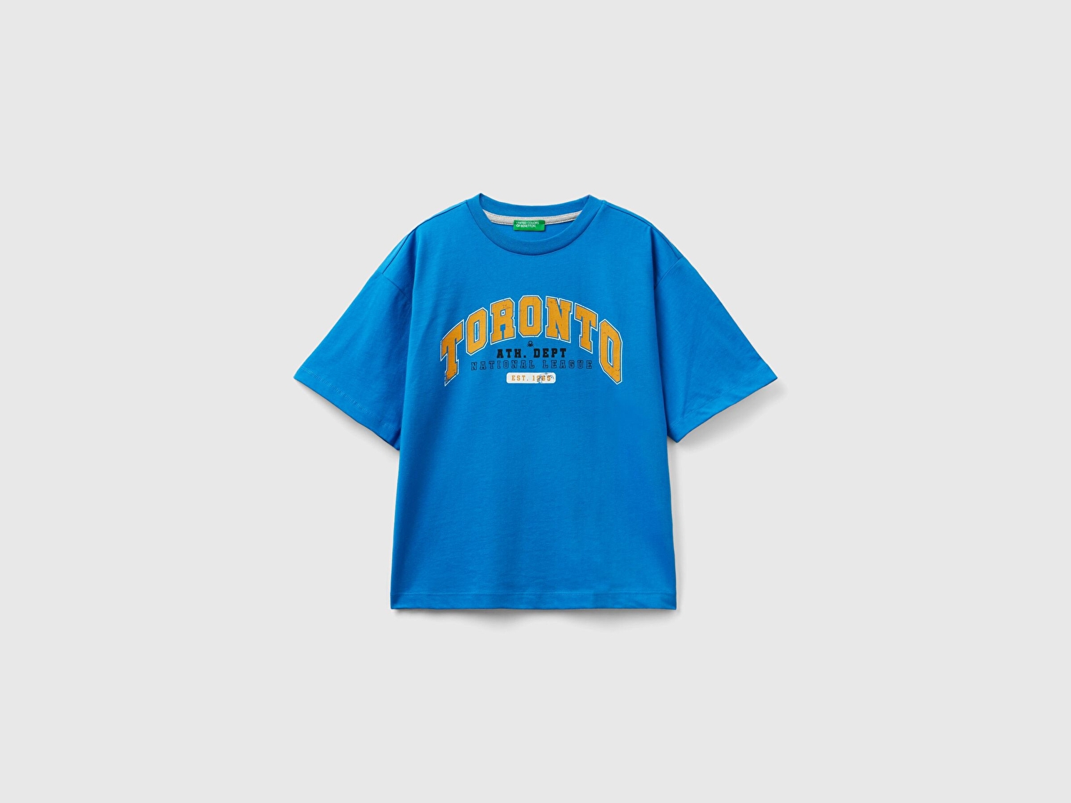 Benetton Erkek Çocuk Saks Mavi Şehir Baskılı T-Shirt