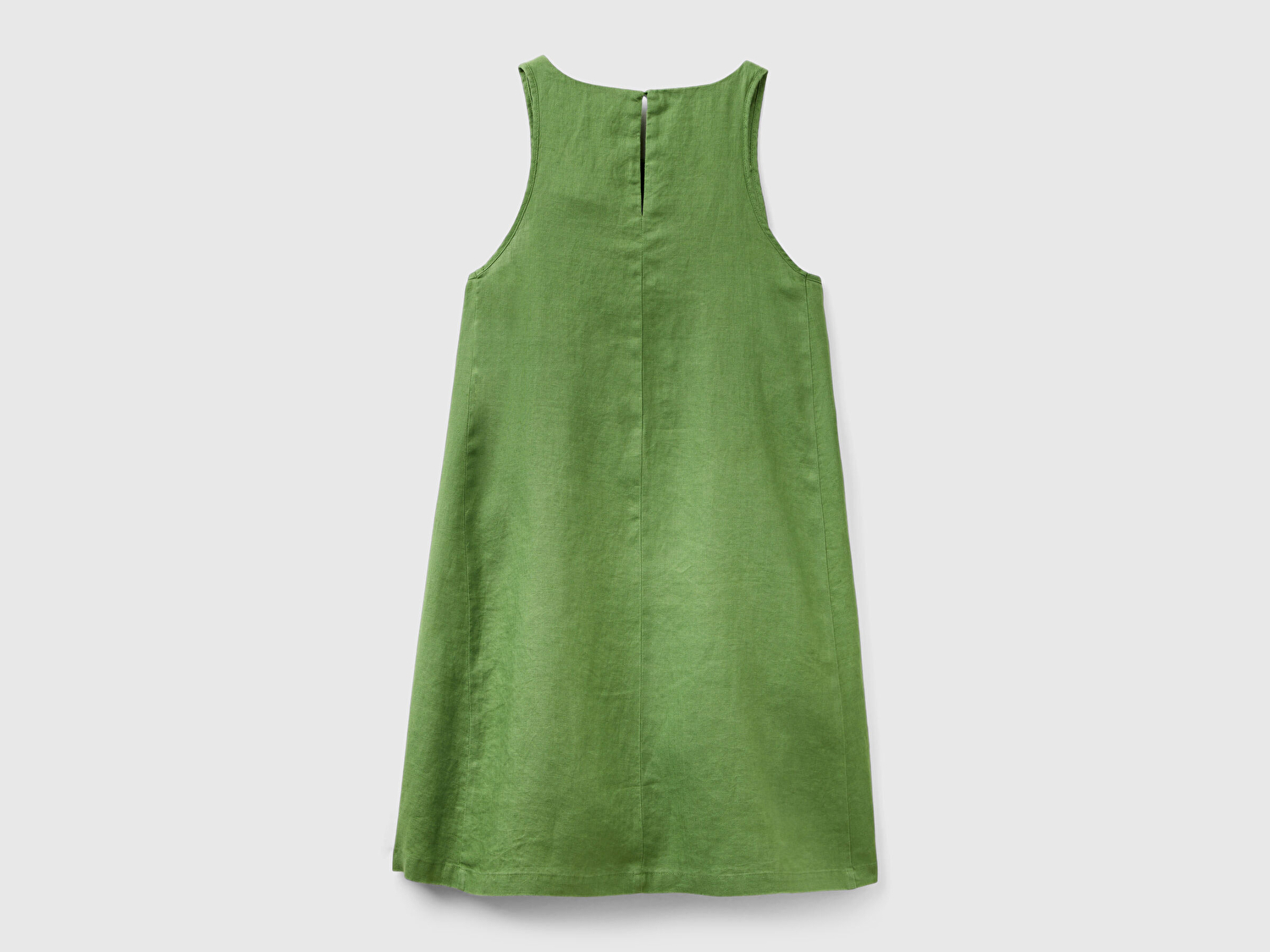 Benetton Kadın Soluk Yeşil %100 Keten Kolsuz Elbise