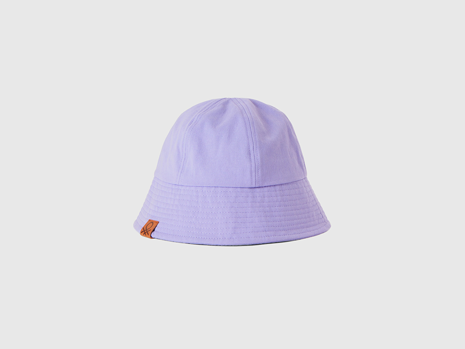 Benetton Kadın Lila %100 Pamuk Logo Detaylı Tek Renk Bucket Şapka