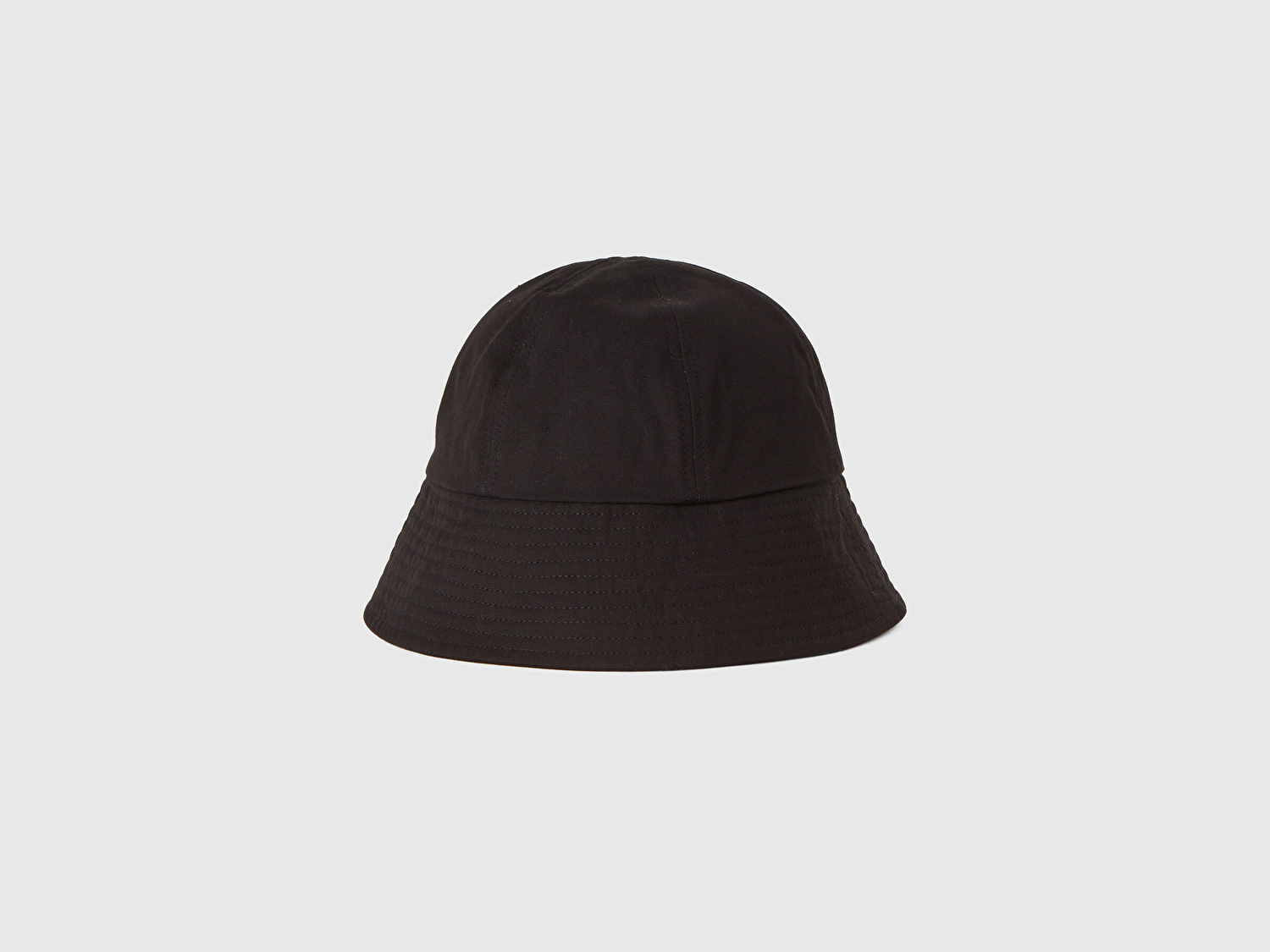 Benetton Kadın Siyah %100 Pamuk Logo Detaylı Tek Renk Bucket Şapka