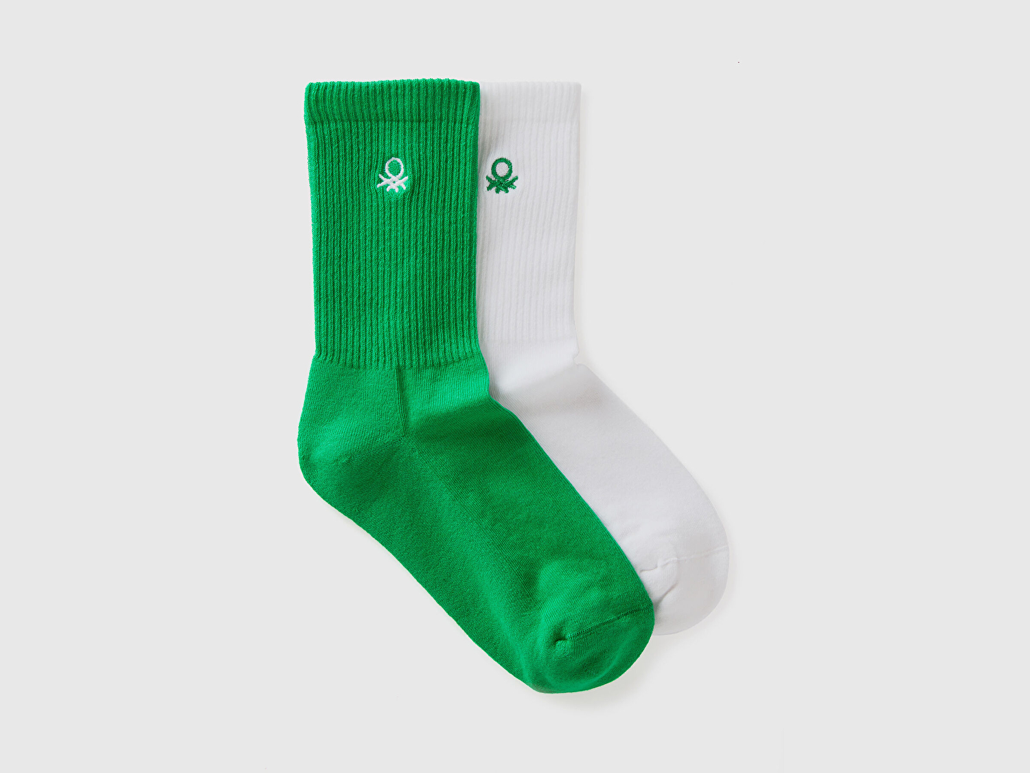 Benetton Erkek Çocuk Yeşil Mix Logo Baskılı 2'li Soket Çorap Seti